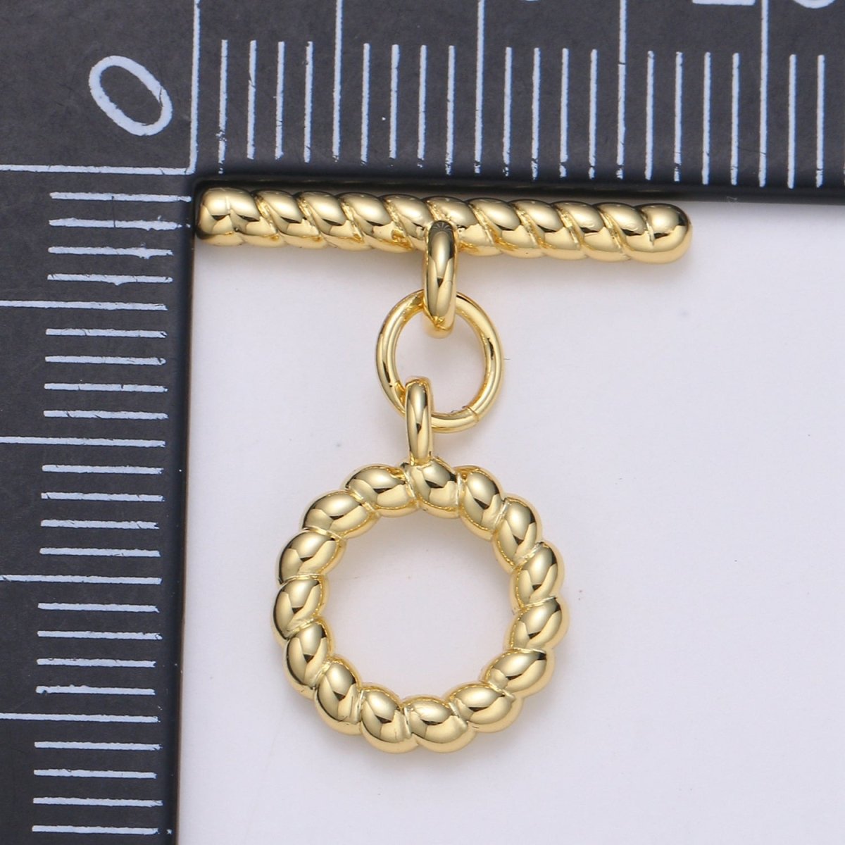 10.6 mm 24K Gold twisted pretzel Toggle Clasp with jump ring-Gold, for necklace, bracelet, DIY Jewelry making L-139 - DLUXCA
