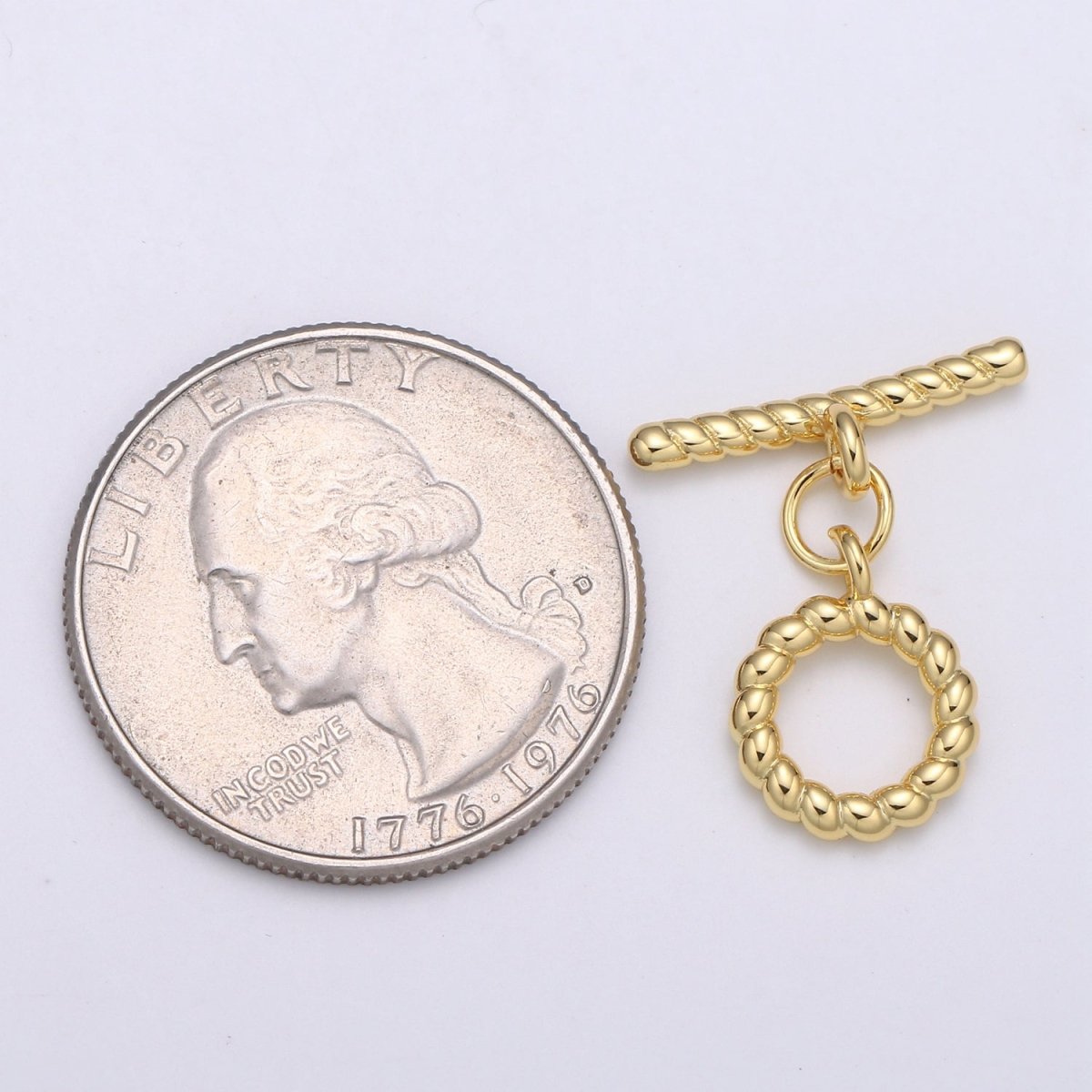 10.6 mm 24K Gold twisted pretzel Toggle Clasp with jump ring-Gold, for necklace, bracelet, DIY Jewelry making L-139 - DLUXCA