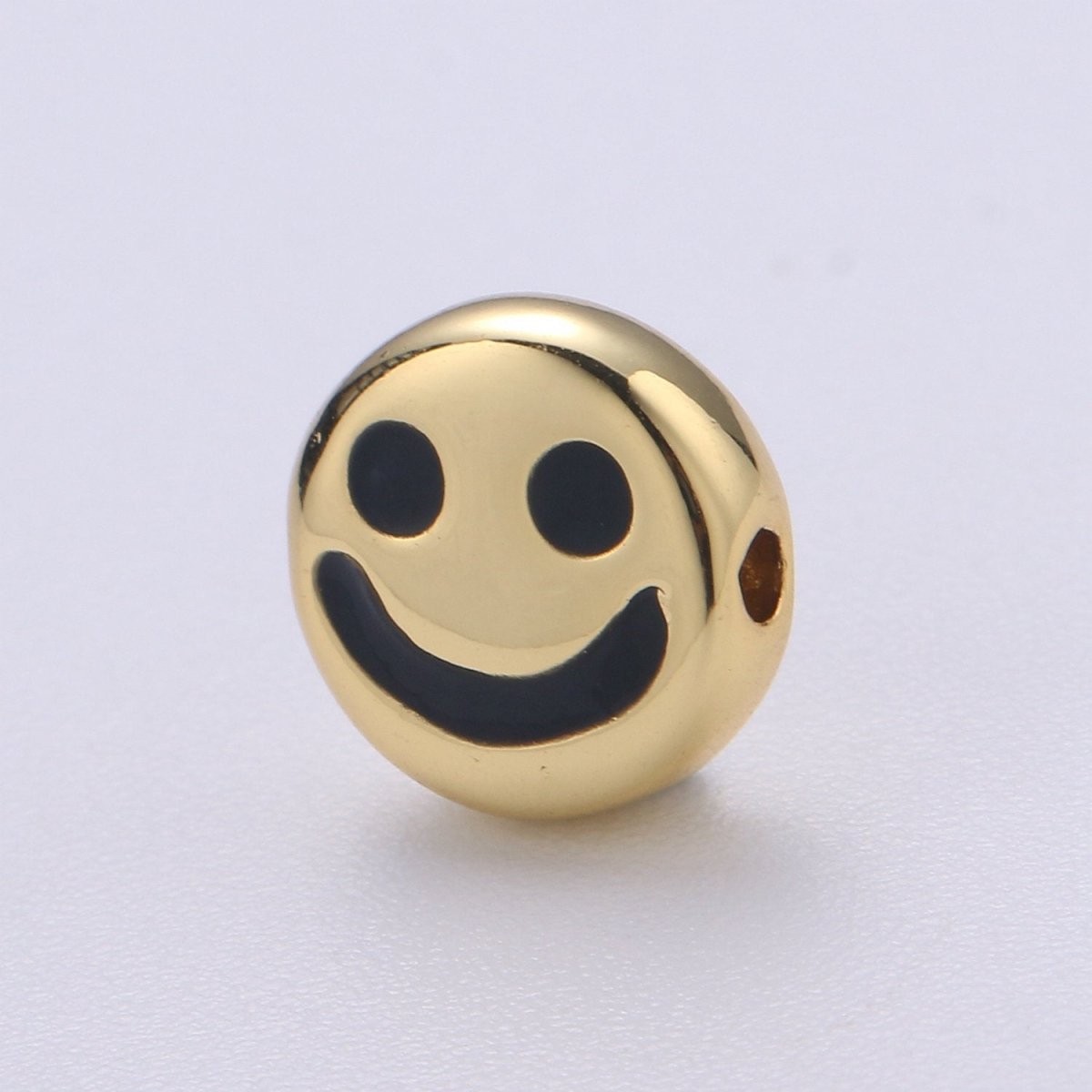 10mm CZ Gold Filled Beads, Smiley Beads, Happy Face Beads, Emoji Charm for Bracelet Necklace Supply B-350 - DLUXCA