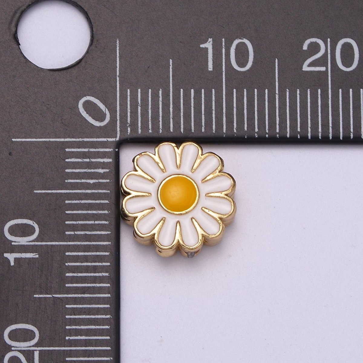 10mm Daisy Flower Bead Spacer White Mini Floral Nature Gold Filled Art Jewelry Making Beads B-765 - DLUXCA