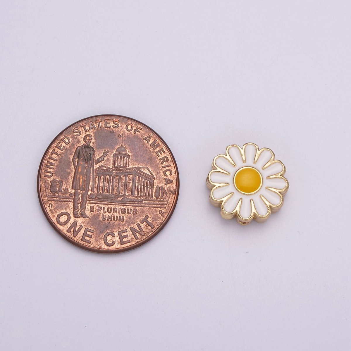 10mm Daisy Flower Bead Spacer White Mini Floral Nature Gold Filled Art Jewelry Making Beads B-765 - DLUXCA