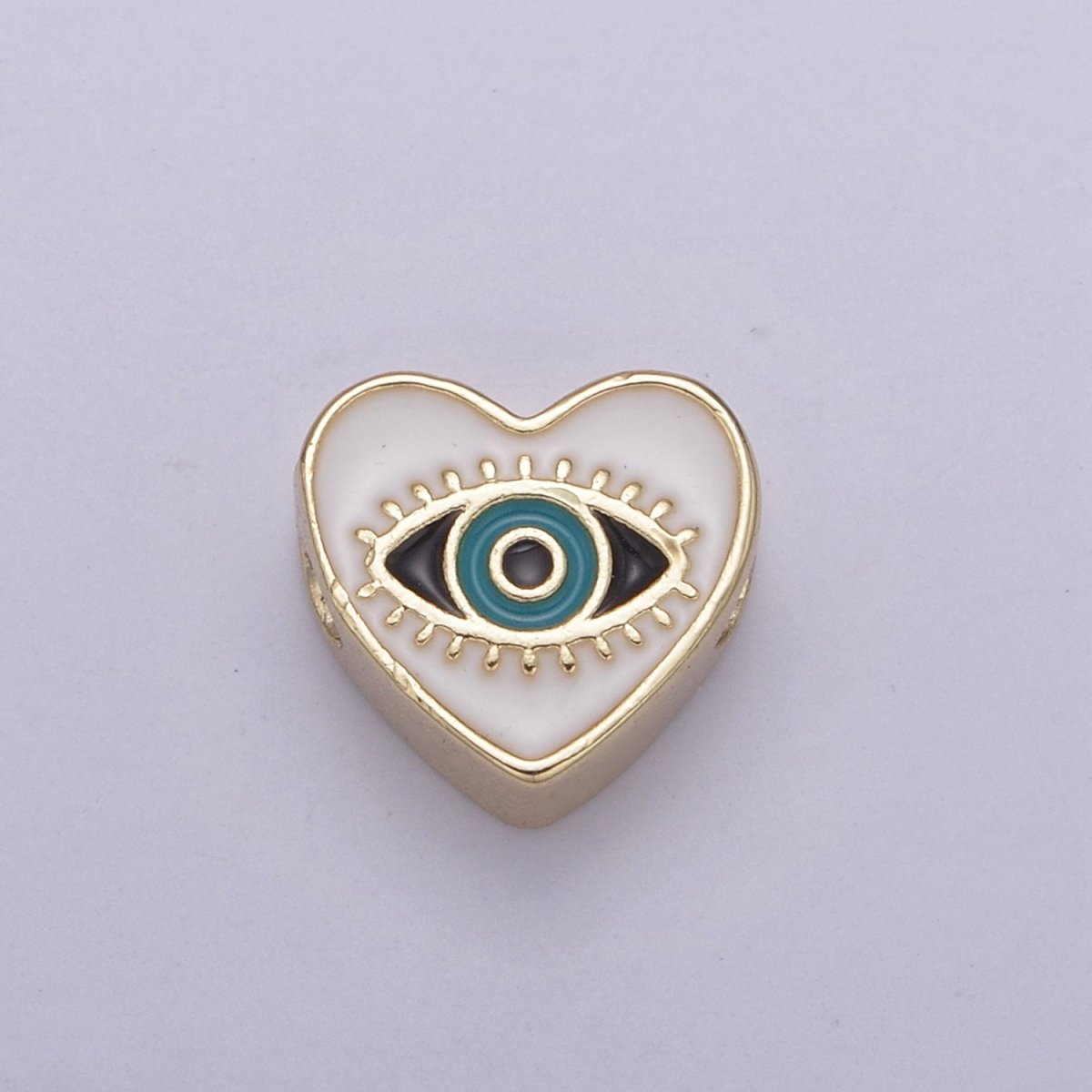10mm Evil eye beads, Heart eye jewelry beads, Heart beads, Black Blue White Enamel bead spacer for Bracelet Component B-167 B-190 B-206 - DLUXCA