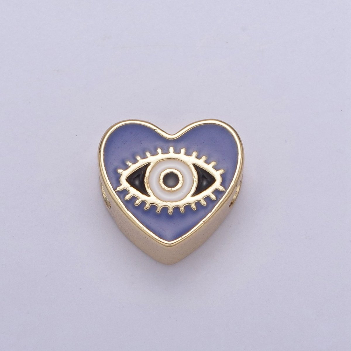 10mm Evil eye beads, Heart eye jewelry beads, Heart beads, Black Blue White Enamel bead spacer for Bracelet Component B-167 B-190 B-206 - DLUXCA