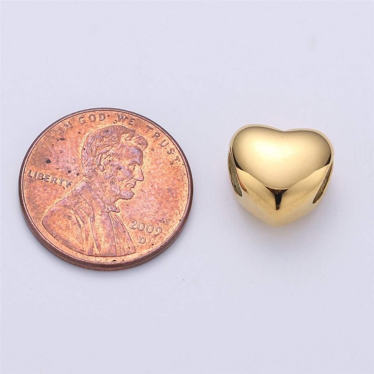 10mm Gold Filled Heart Beads, Bracelet Connector Charm Necklace Pendant, Bead, Spacer, Findings for Bracelet / Necklace Jewelry Making, B-442 - DLUXCA