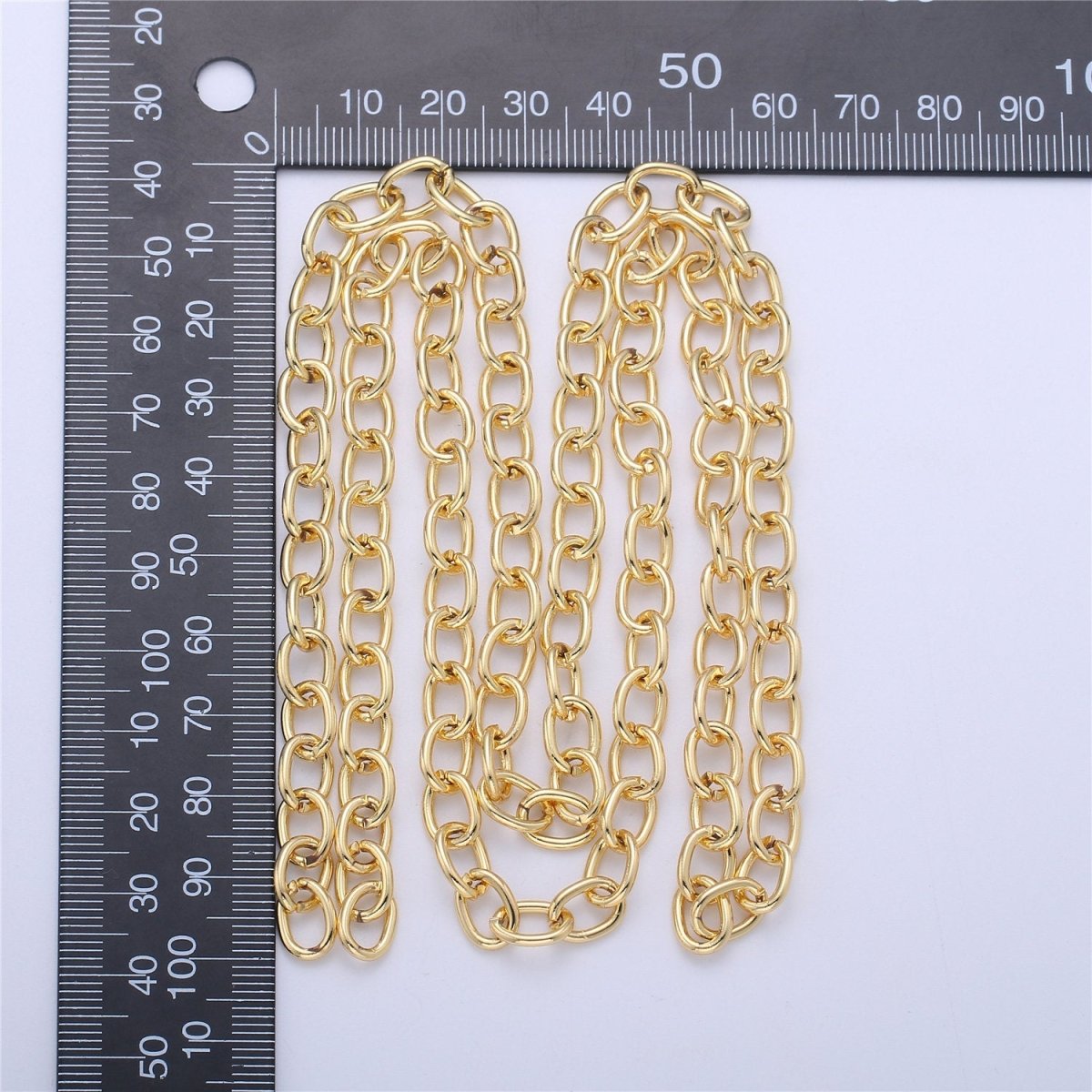 10mm x 6mm Thick Elongated Oval Drawn Rectangle CABLE Chain, 24K Gold Filled Sold By Yard Bulk Unfinished Chain | ROLL-032 Clearance Pricing - DLUXCA