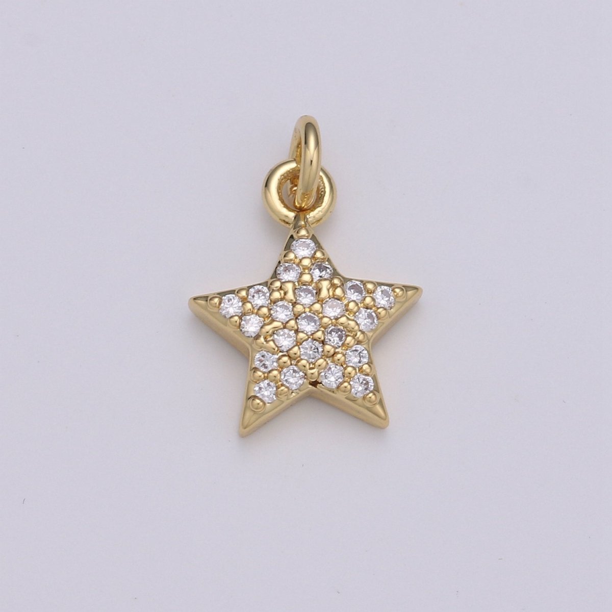 10x10mm 24K Gold Filled Star Charms, Cubic Zirconia Charms, Micro Pave Charms, Star Pendant, CZ Celestial Jewelry Micro Pave Star Charm, D-578 D-579 - DLUXCA