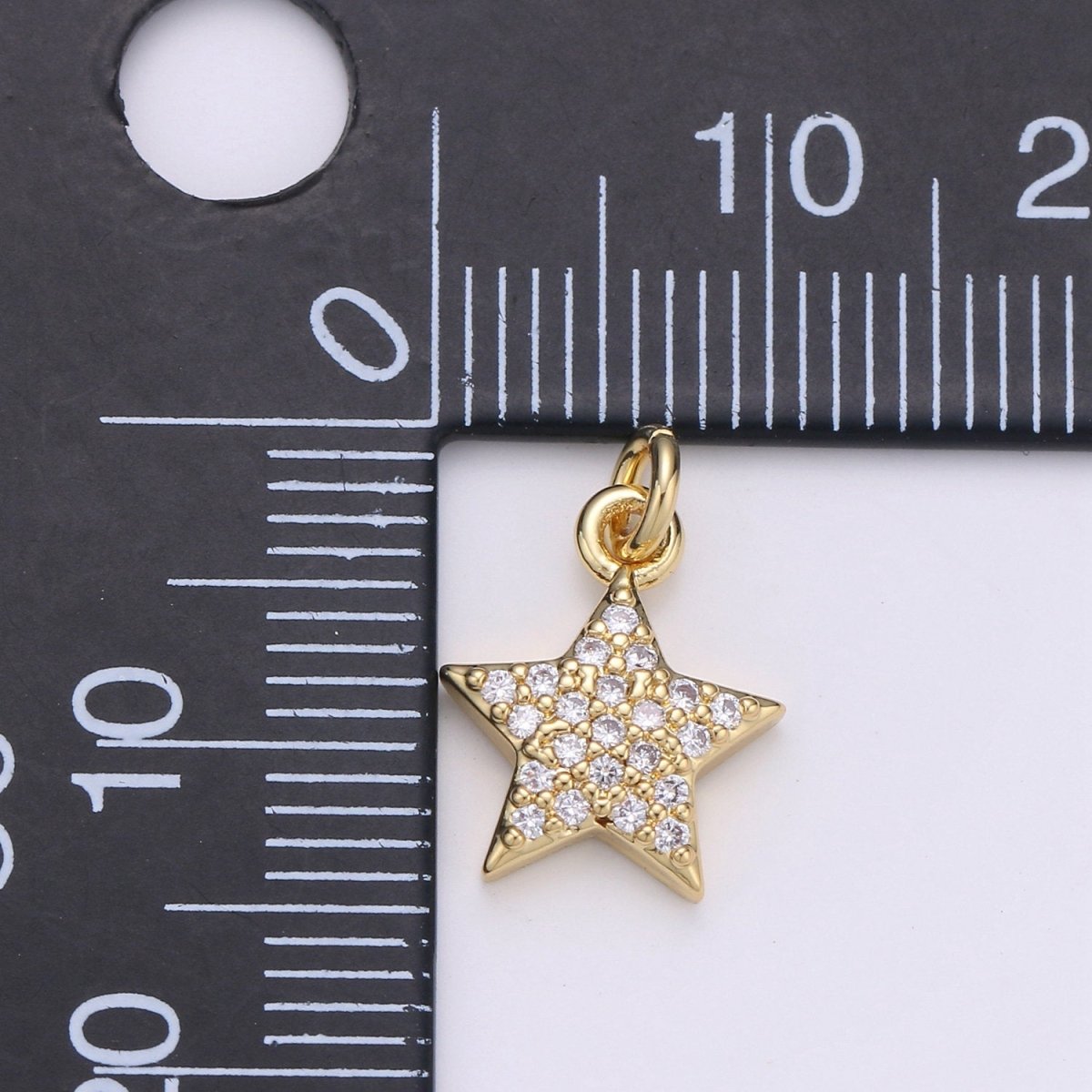 10x10mm 24K Gold Filled Star Charms, Cubic Zirconia Charms, Micro Pave Charms, Star Pendant, CZ Celestial Jewelry Micro Pave Star Charm, D-578 D-579 - DLUXCA