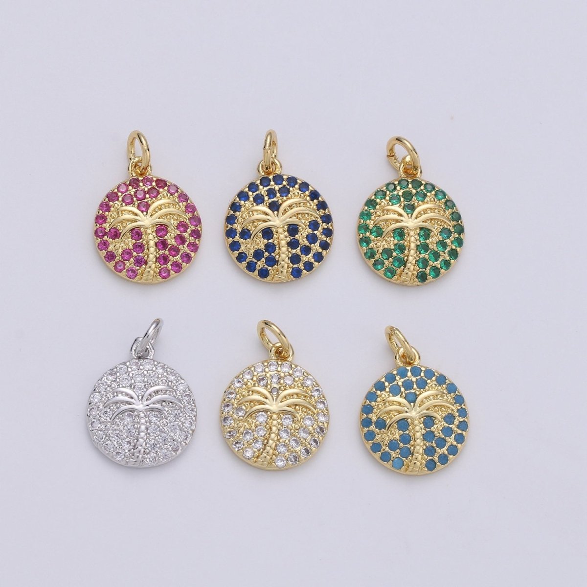 10x15mm 14k Gold Filled Charms, Pave Palm Tree, CZ Charms, Palm Tree Pendant, Gold Charms, CZ Pendant, Charms, Micro Pave Charm D-645 TO D-650 - DLUXCA