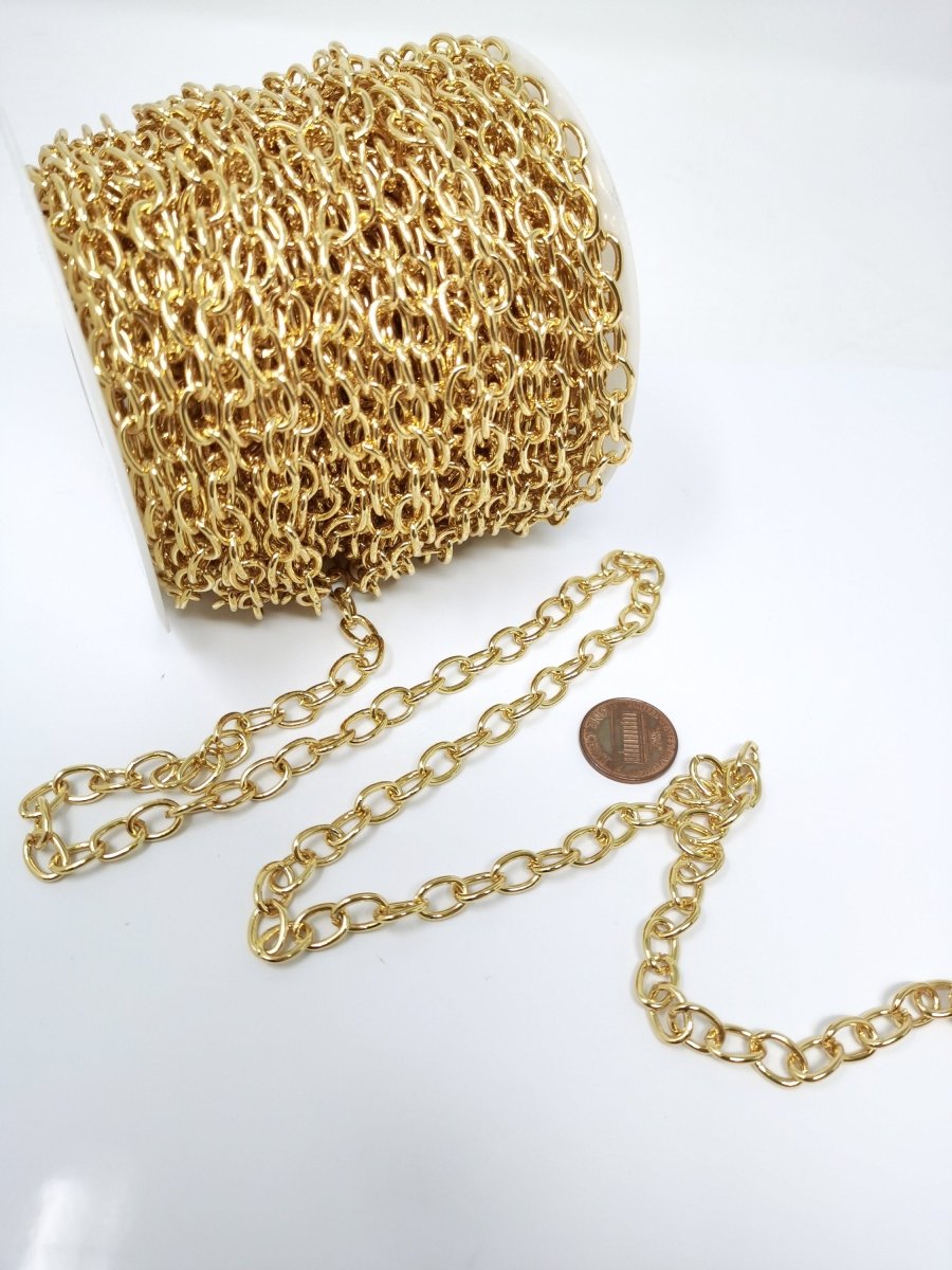 10X7mm Chunky Rolo CABLE Chain, 24K Gold Filled Sold by Yard, Unfinished Chain For Necklace Bracelet Anklet Supply | ROLL-099 Clearance Pricing - DLUXCA