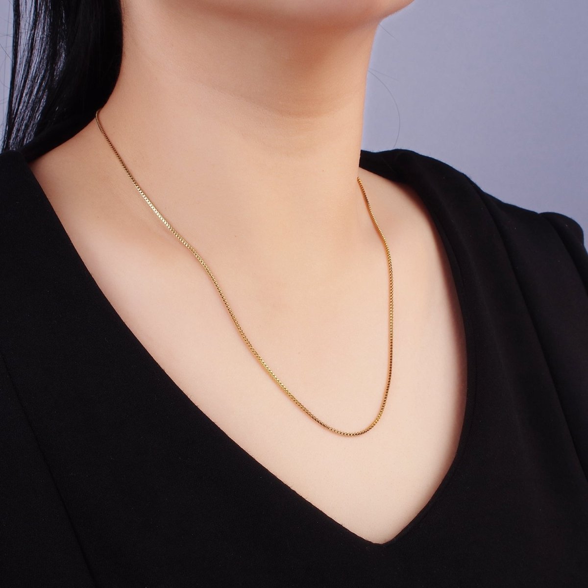 1.1mm Adjustable Box Chain Necklace Gold Up To 20" long | WA-2422 - DLUXCA