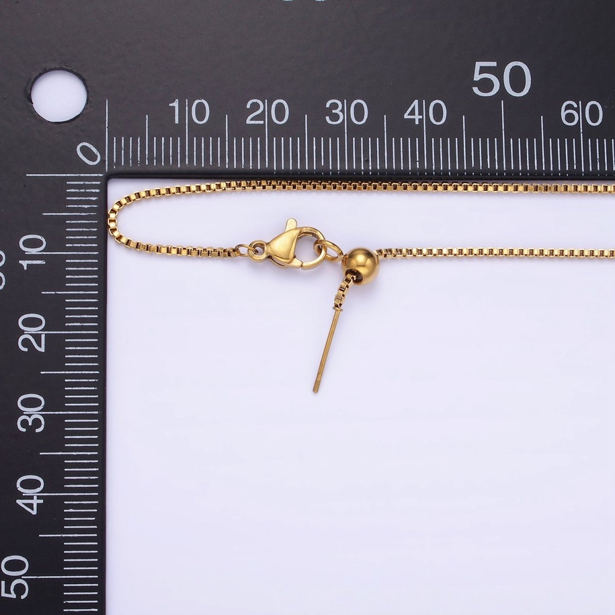1.1mm Adjustable Box Chain Necklace Gold Up To 20" long | WA-2422 - DLUXCA