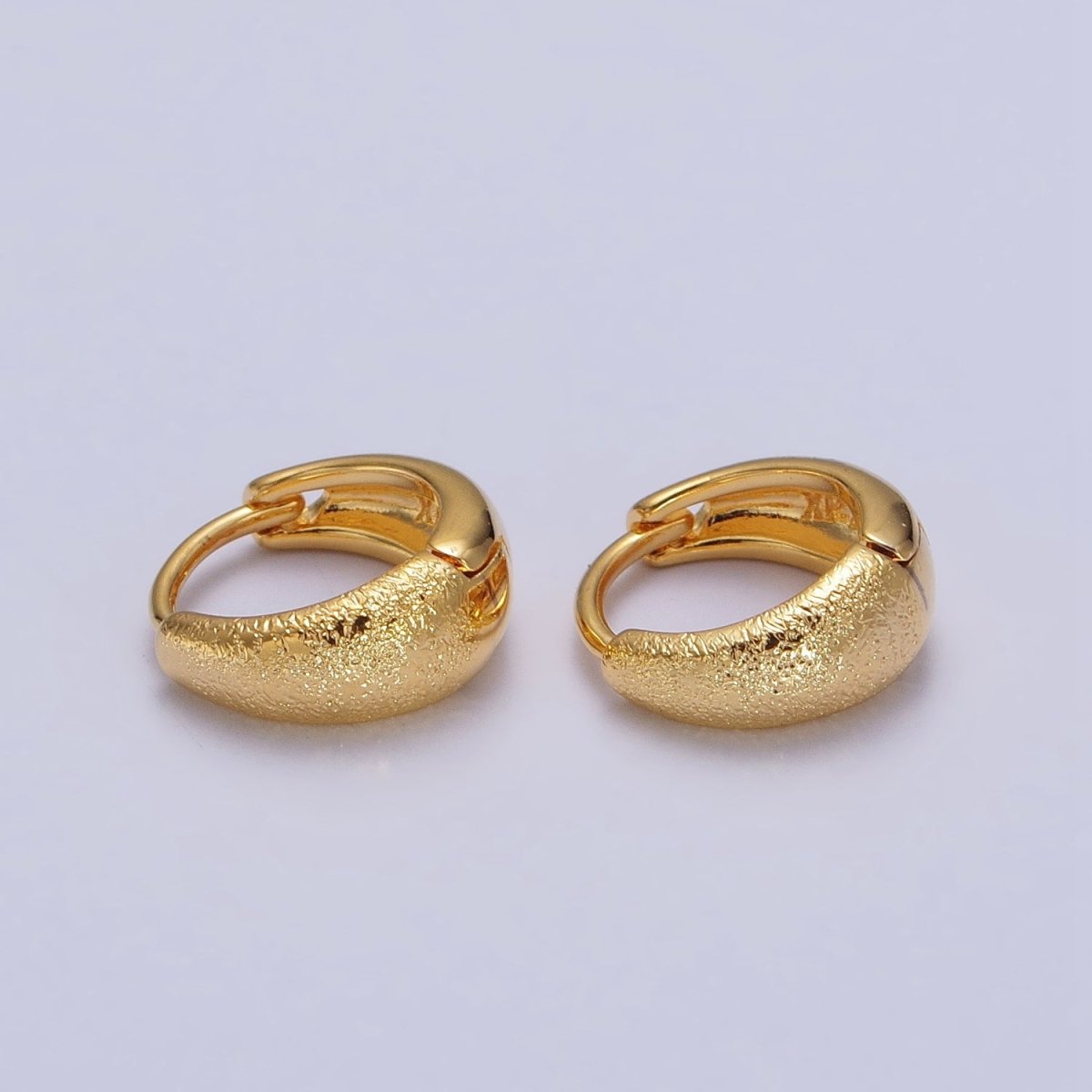 11mm Hammered Textured Dome Everyday Gold Huggie Earrings | AB121 - DLUXCA