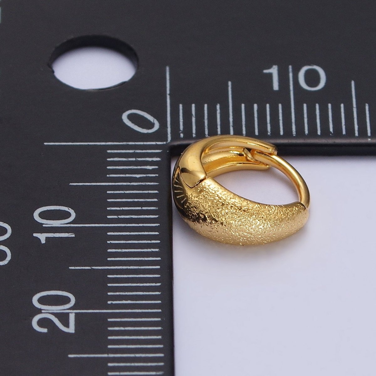 11mm Hammered Textured Dome Everyday Gold Huggie Earrings | AB121 - DLUXCA