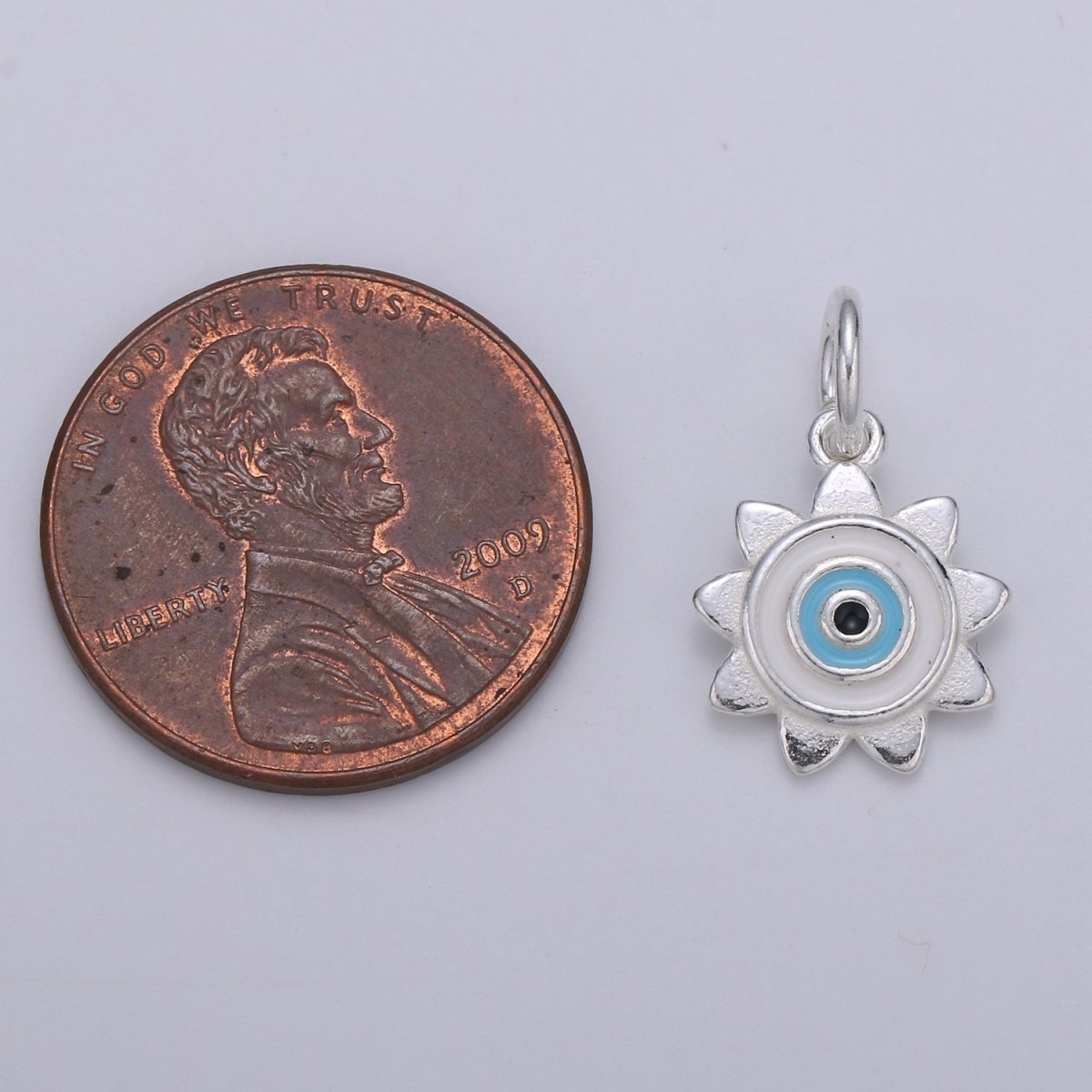 11mm Sterling Silver Enamel Evil Eye Celestial Sun Charm Protection Jewelry | SL-1 SL-2 - DLUXCA