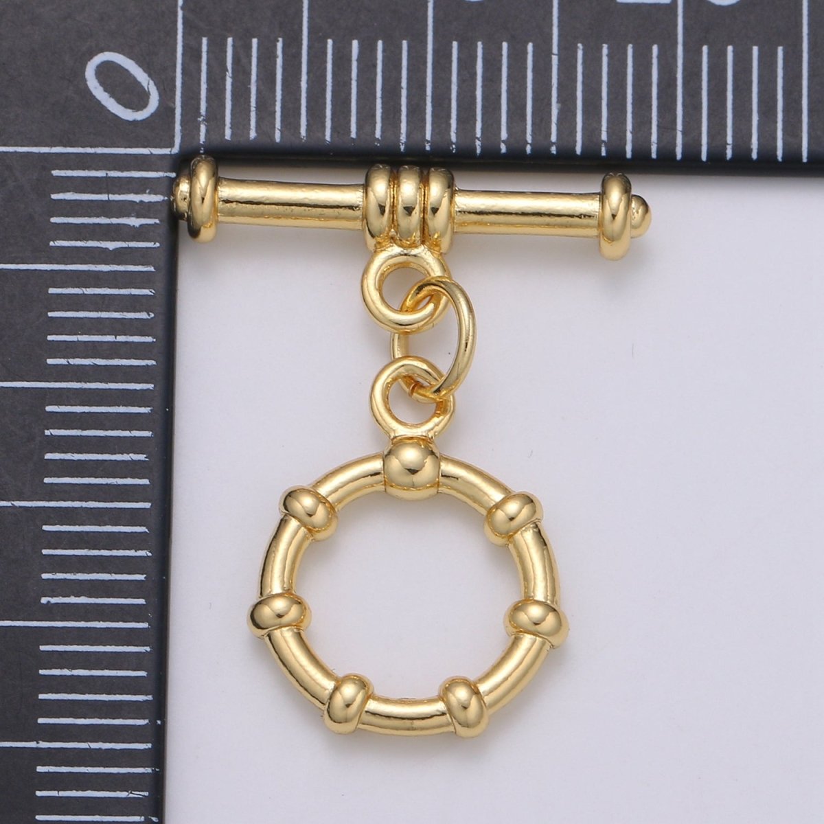 12 mm 24K Gold Buoy Toggle Clasp with jump ring Ship Wheel Clasp Ring, Charm Holder Clasp for Connector, Wristlet Holder L-143 - DLUXCA
