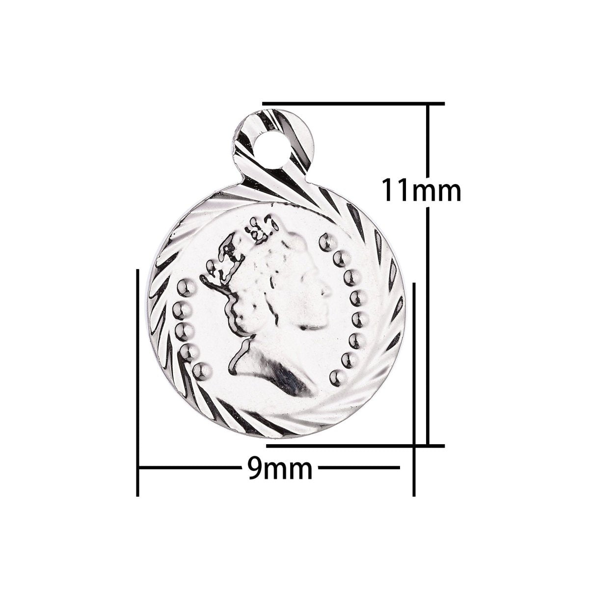12x Queen Elizabeth Coin Pendant 9mm, Charm Pendant "On Sale" C-023 - DLUXCA