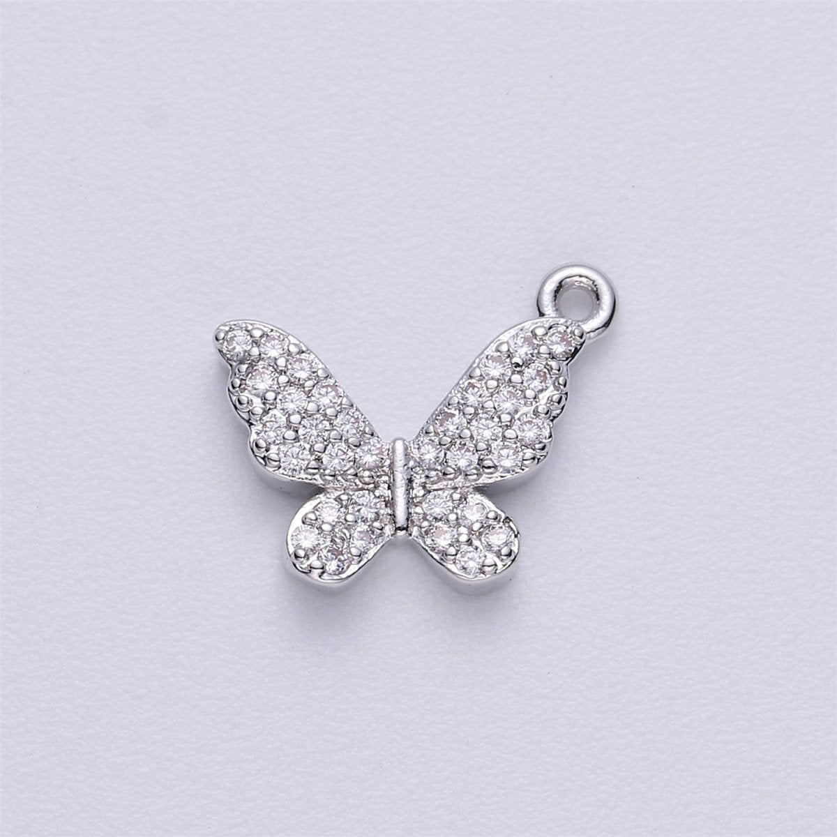 13x12mm 18k Gold Filled Butterfly Charm Micro Pave Butterfly, CZ Charms, Cubic Zirconia Butterfly Side way Charm Bracelet Earring Necklace E-224 E-225 - DLUXCA