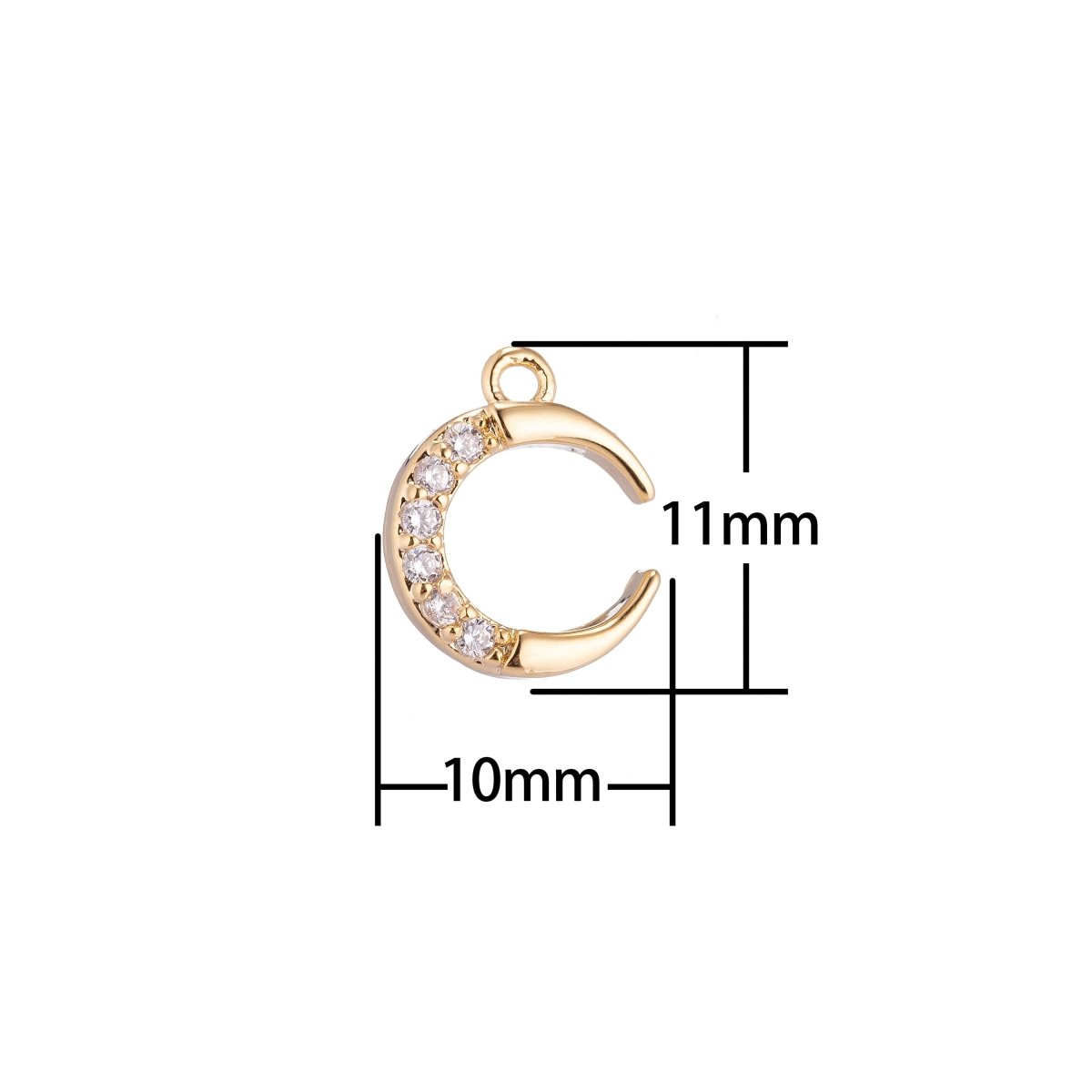13x8.5MM Crescent Moon Charm or Pendant, Cubic Zirconia 18k Gold Filled for Chocker Layer Necklace Jewelry Making C-150 - DLUXCA
