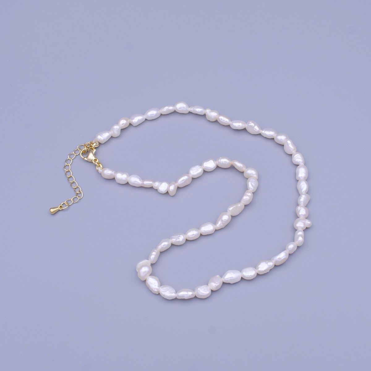 14.5 Inch White Freshwater Pearl 5mm Gold Filled Choker Necklace | WA-1449 Clearance Pricing - DLUXCA