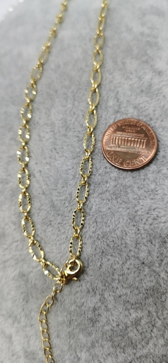 14k chain GOLD filled over brass • Oval Link chain 17.5 inch •elongated link chain Necklace Ready To wear w/ clasp light Chain for layering,Finish-12 - DLUXCA