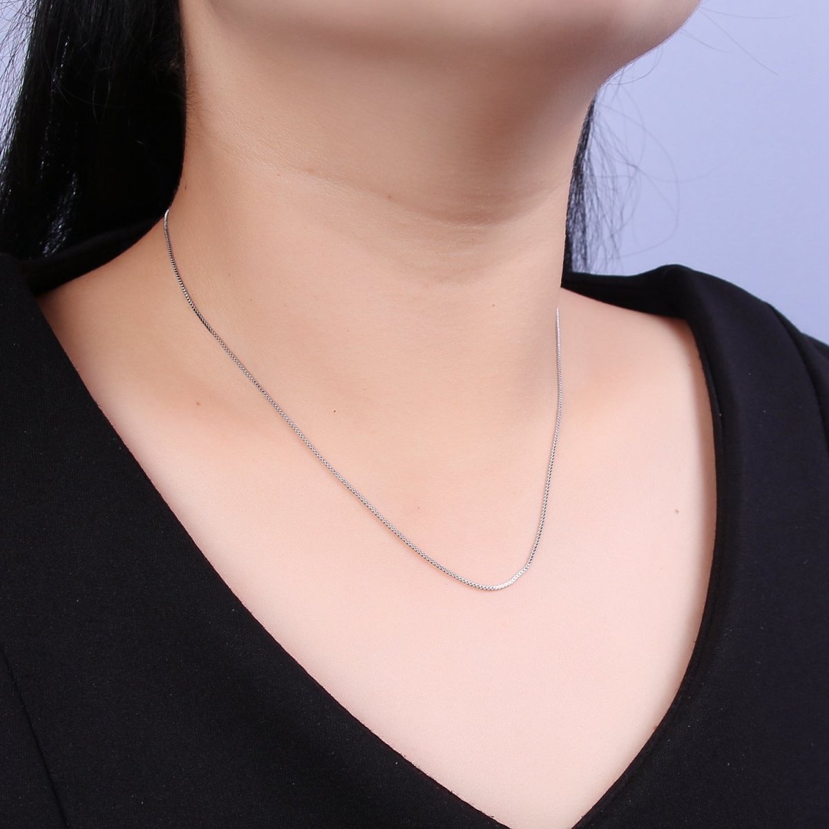 14k Fine Box Gold Chain Necklace Simple Gold Filled Necklace, Thin Plain Women's Necklace 15.5" + 2" Extender Women Chain | WA-726 WA-795 Clearance Pricing - DLUXCA