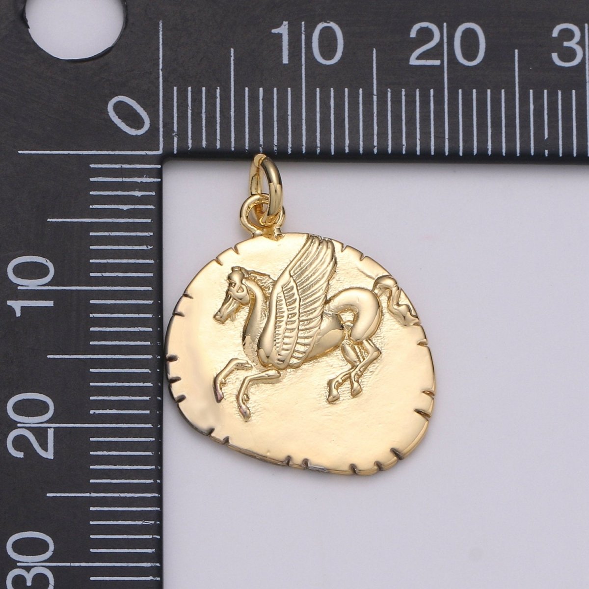 14k GF Greek Pegasus Gold Coin Pendant, Flying Horse Coin Pendant, Al- Buraq Coin Pendant Earing DIY, Heavenly Flying Horse Coin Charm D-205 - DLUXCA