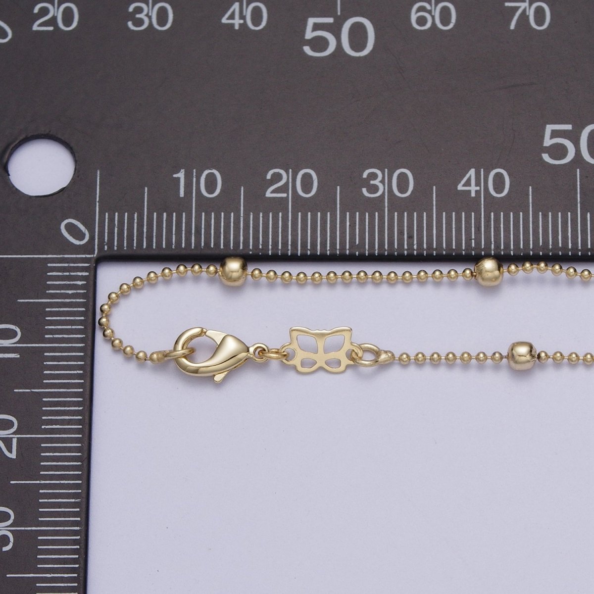 14K Gold 18 Inch Beaded 3mm Bead Chain Necklace with Lobster Clasps For Jewelry Making | WA-1169 Clearance Pricing - DLUXCA