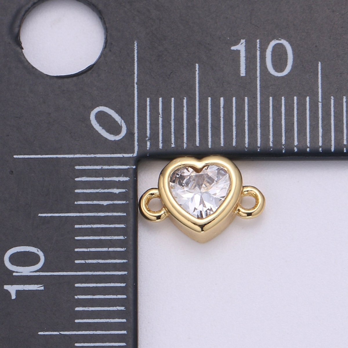 14k Gold Clear Solitaire CZ Heart Charm Connector Micro Pave CZ Love Bracelet Link Connector For Bracelet Necklace Supply DIY Jewelry F-600 - DLUXCA