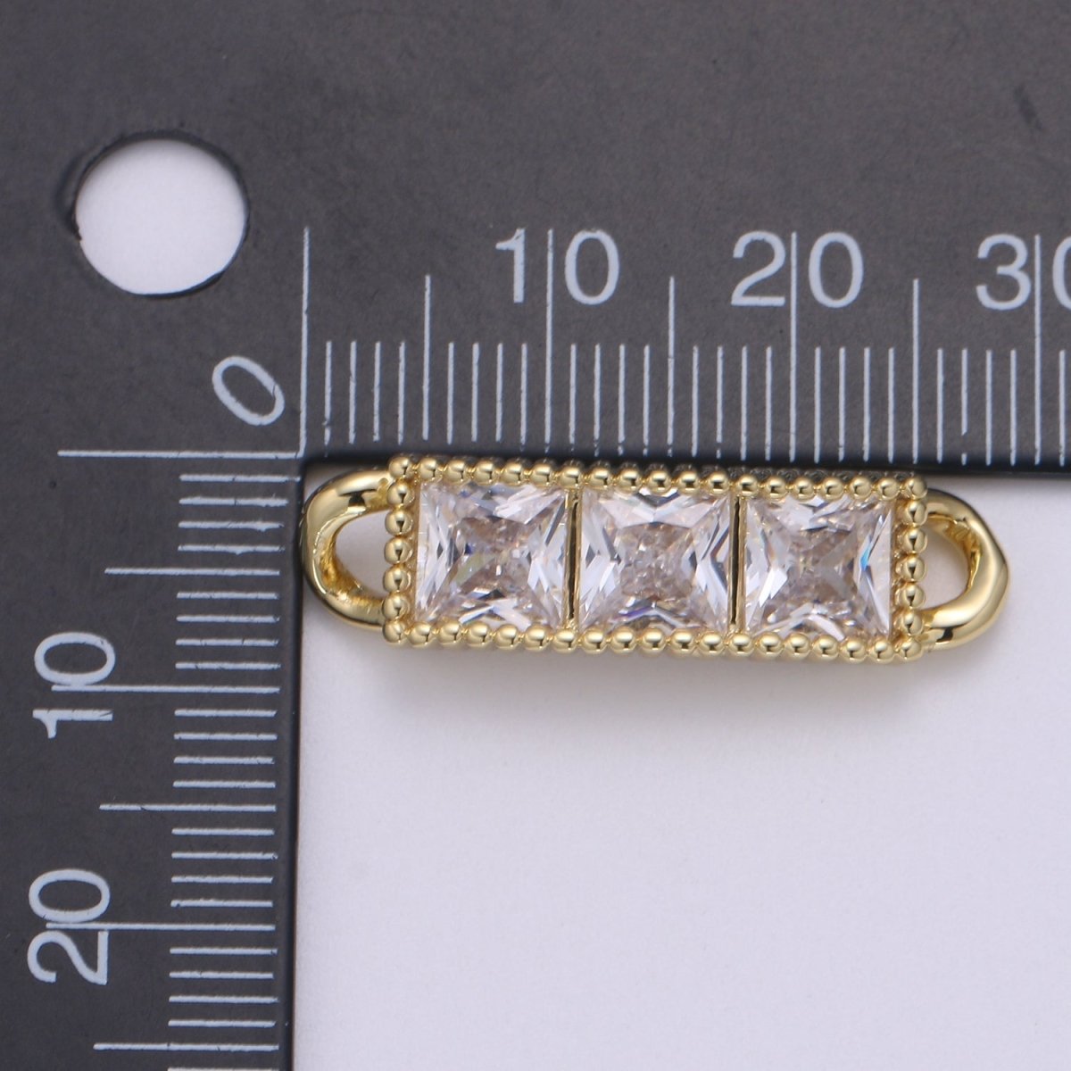 14K Gold Cz paved Connectors, Charm Cubic Micro paved, Rows of Diamond cut CZ Jewelry Craft Supply, DIY Bracelet & necklace F-601 - DLUXCA
