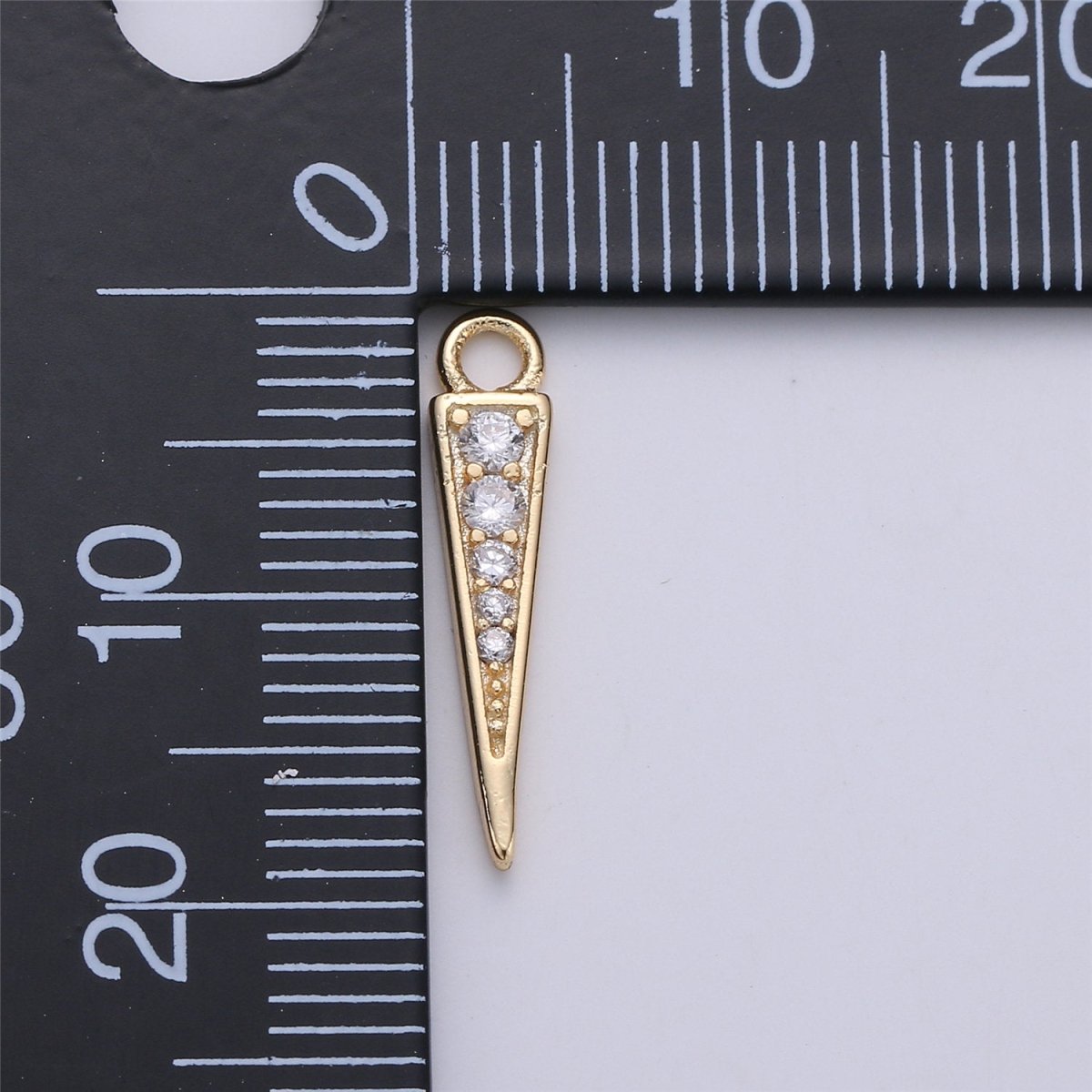 14k Gold Fill Dainty Needle Charm micro pave Geometric Bar CZ Cubic Zircon Dangle Pendant for Earring Necklace Jewelry Making Supply C-602 - DLUXCA