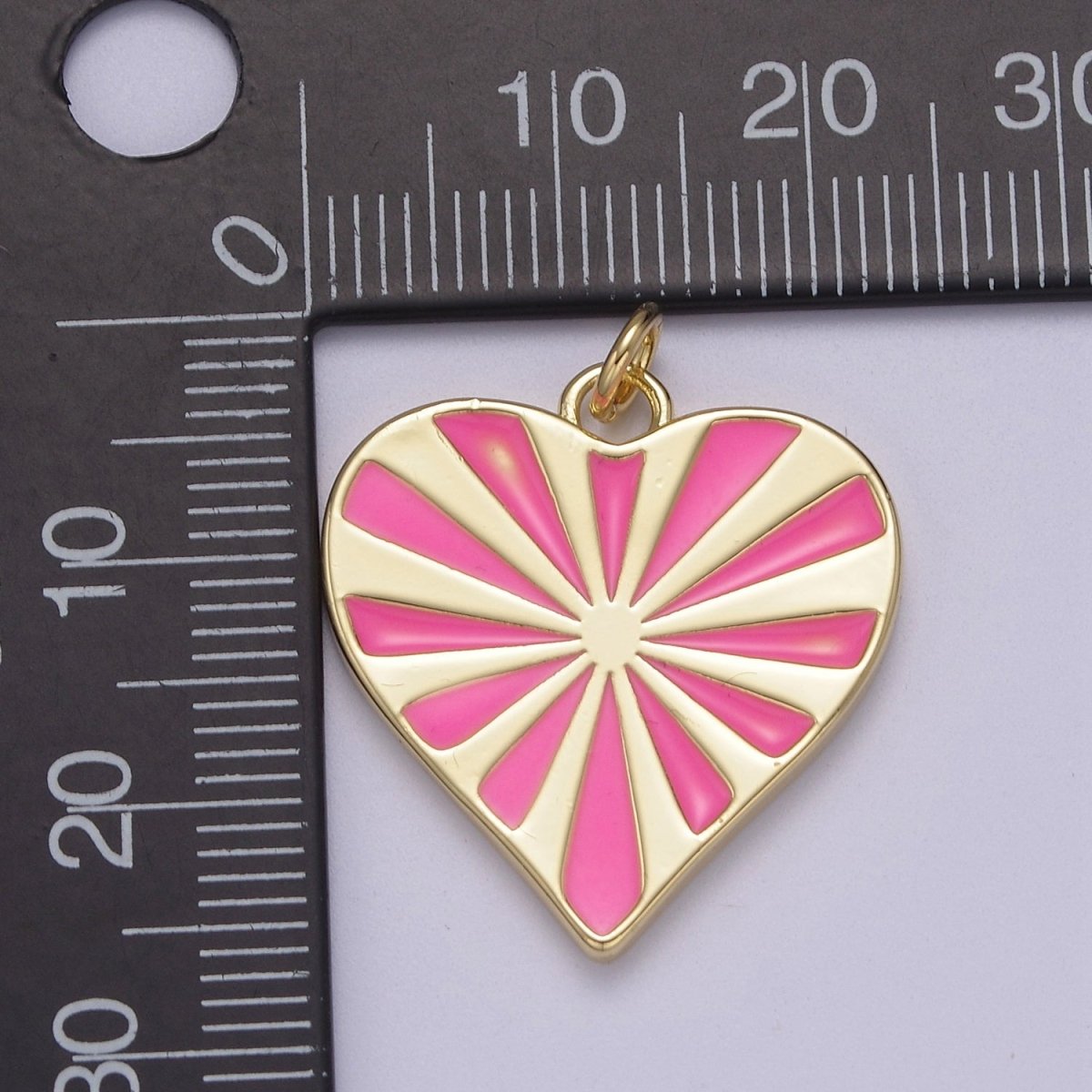 14K Gold Fill Enamel Heart Shaped Pendant, Heart Radiant Pink Charm Necklace DIY Jewelry Accessories W-180 - DLUXCA