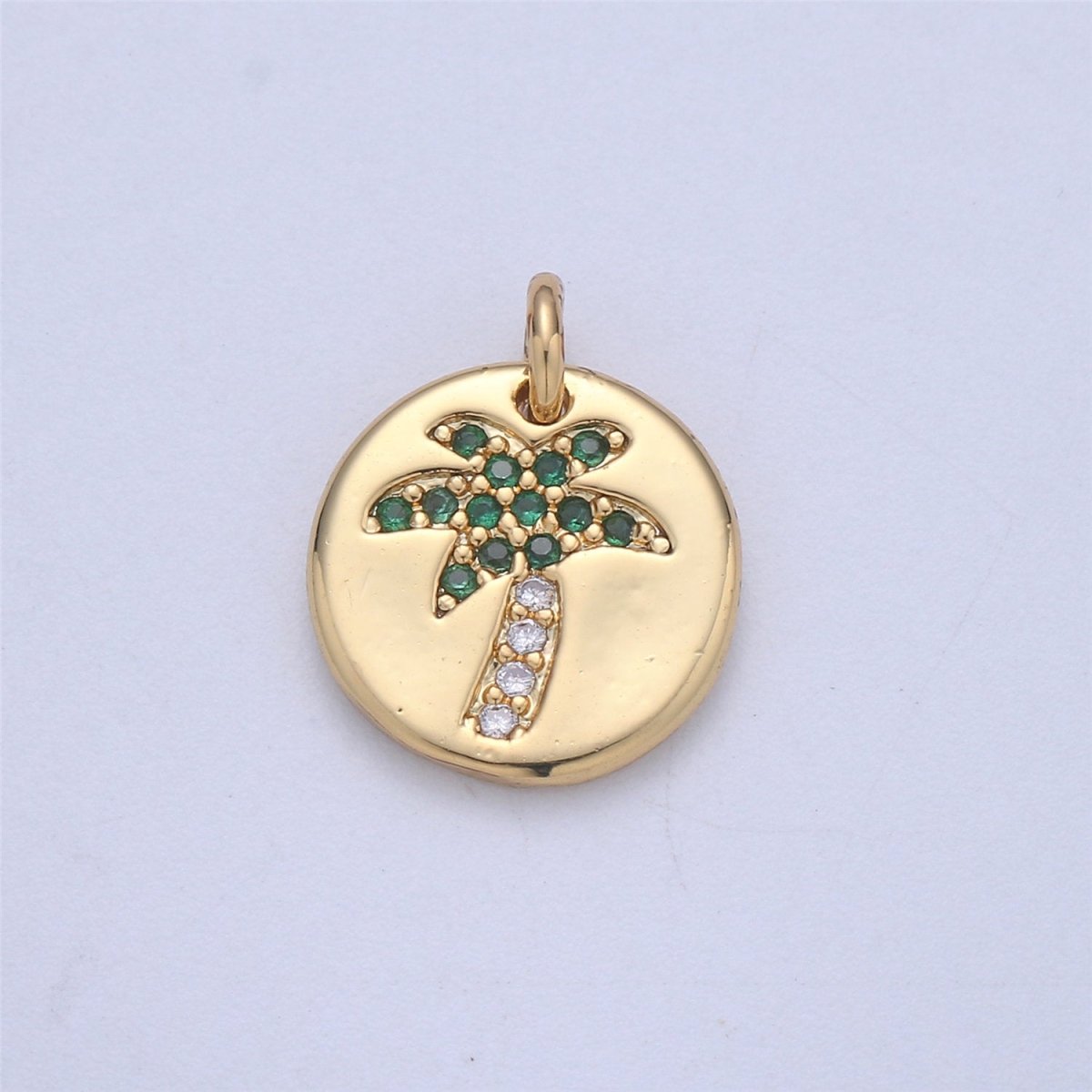 14k Gold fill Hamsa Hand, Evil Eye Coin Charm Diamond CZ 11mm Blue CZ Drop Charm Cubic Protector Pendant Tiny Lucky Dainty Necklace Bracelet C-837 C-838 - DLUXCA