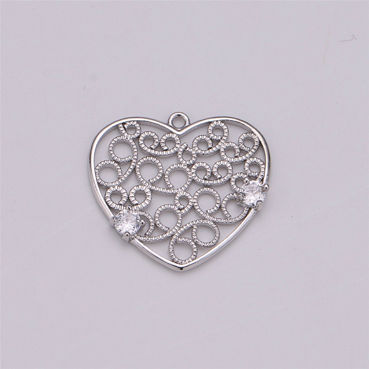 14k Gold Fill Heart Charm Heart Swirl Earring Charm Micro Pave Heart Necklace Charm, C-454 - DLUXCA
