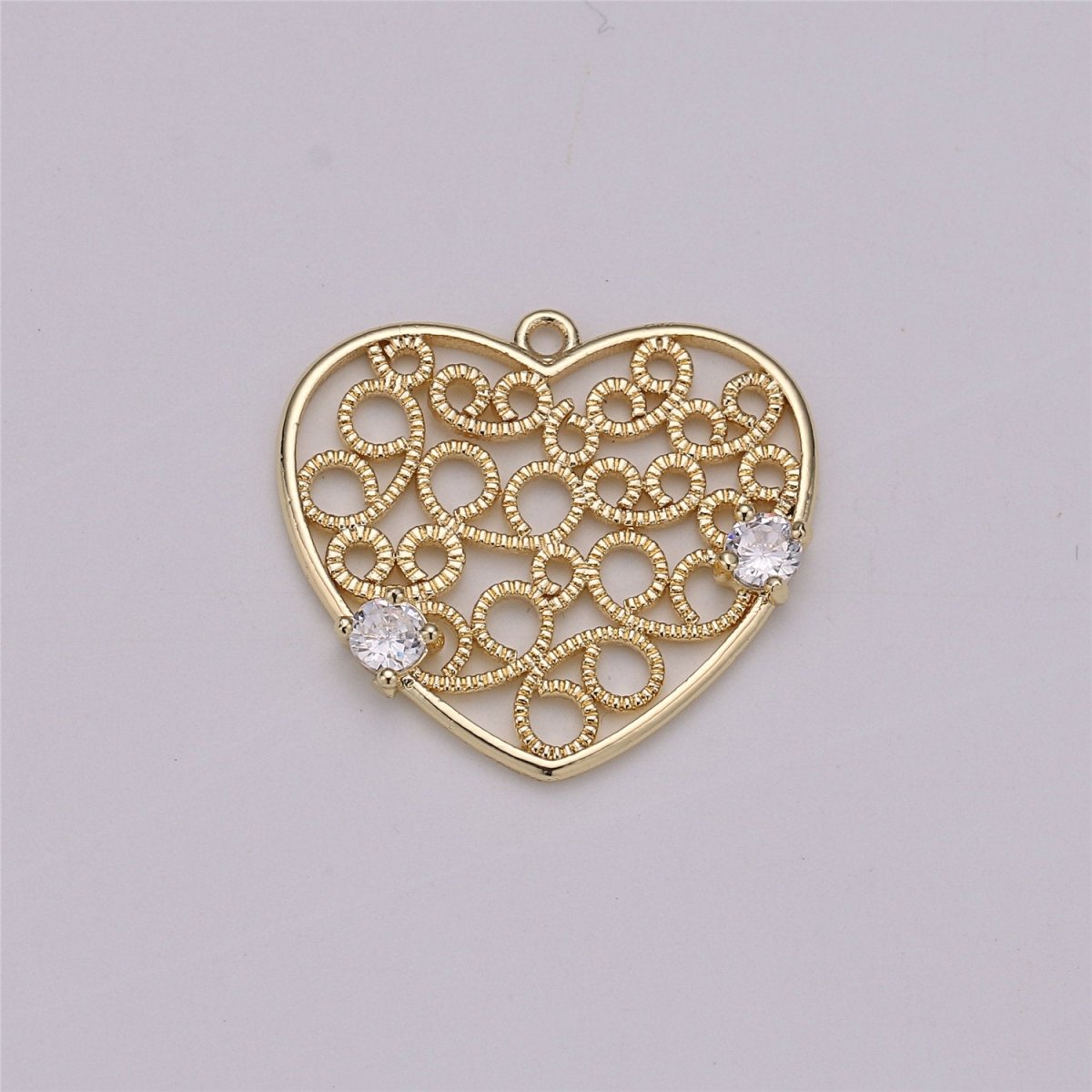 14k Gold Fill Heart Charm Heart Swirl Earring Charm Micro Pave Heart Necklace Charm, C-454 - DLUXCA