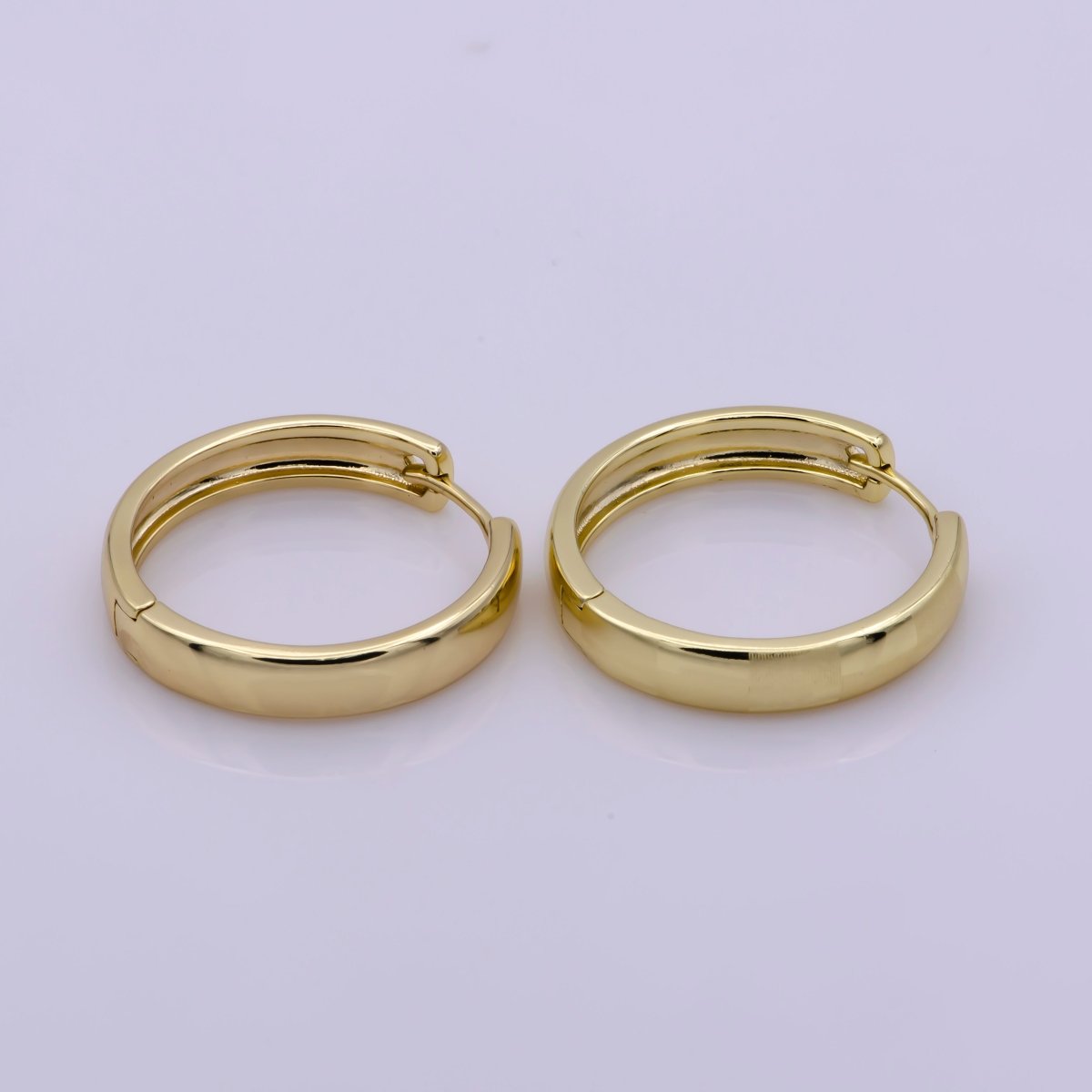 14K Gold Fill Hoop Earring 25mm Round Checker Earring Minimalist Jewelry Gift Idea T-191 - DLUXCA