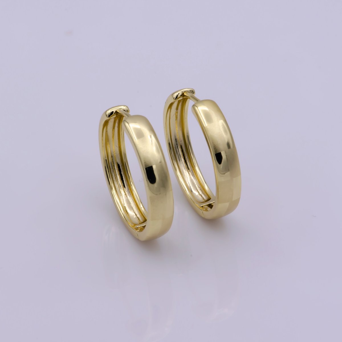 14K Gold Fill Hoop Earring 25mm Round Checker Earring Minimalist Jewelry Gift Idea T-191 - DLUXCA