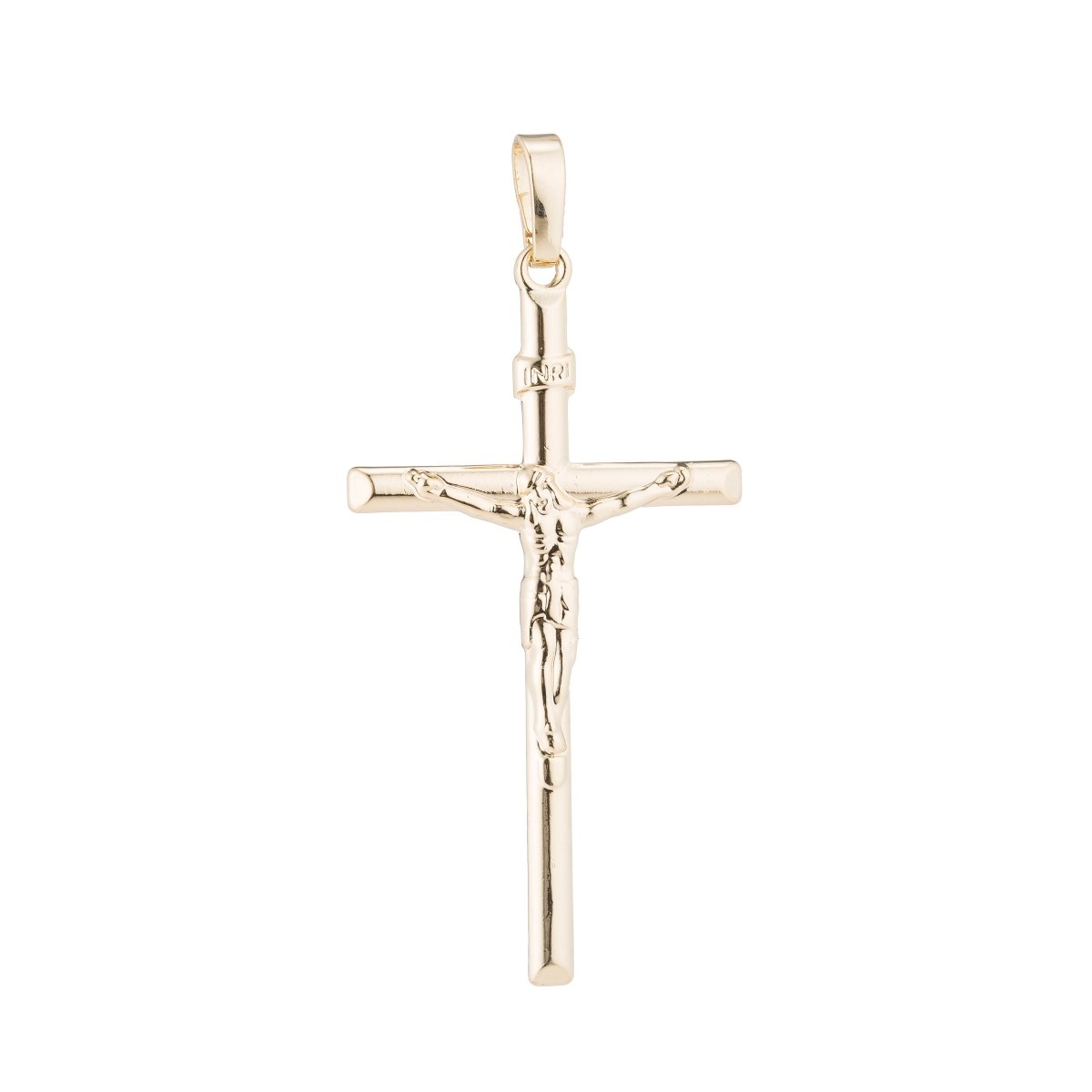 14k Gold Fill Jesus Cross Crucifix Christian, Church, Religion, Believe, DIY Necklace Pendant Charm Bead Bails Findings for Jewelry Making H-431 - DLUXCA