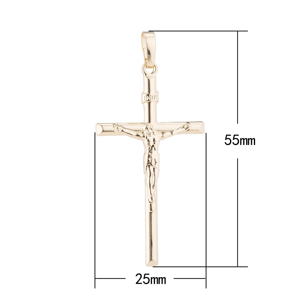 14k Gold Fill Jesus Cross Crucifix Christian, Church, Religion, Believe, DIY Necklace Pendant Charm Bead Bails Findings for Jewelry Making H-431 - DLUXCA