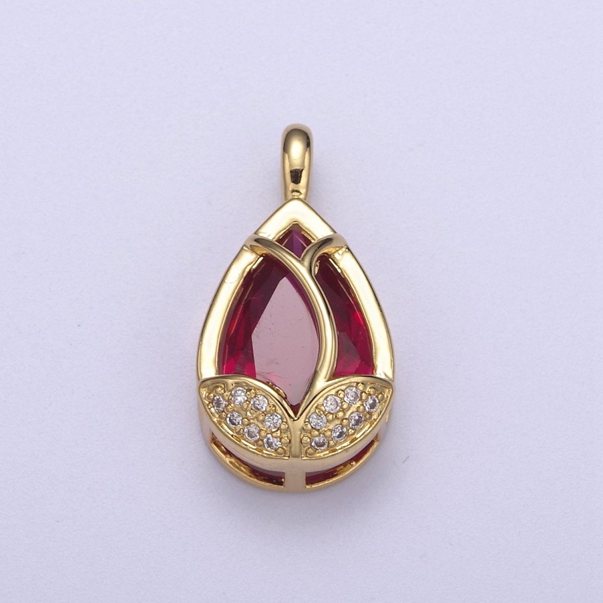 14k Gold Fill Lotus Petal Charm, Lotus Pendant Cubic Zirconia Dangle Charm H-118 H-119 H-123 - H-125 - DLUXCA