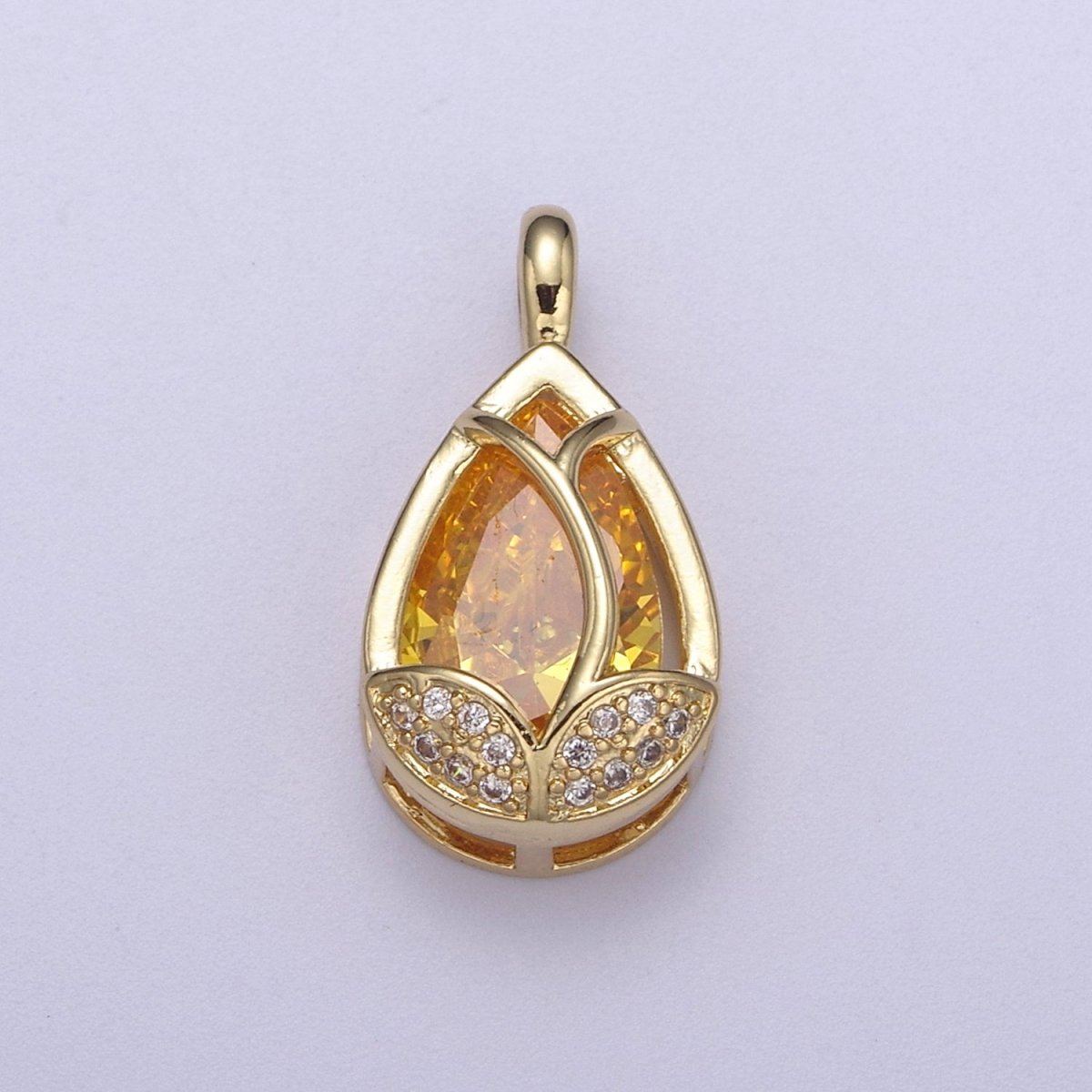 14k Gold Fill Lotus Petal Charm, Lotus Pendant Cubic Zirconia Dangle Charm H-118 H-119 H-123 - H-125 - DLUXCA