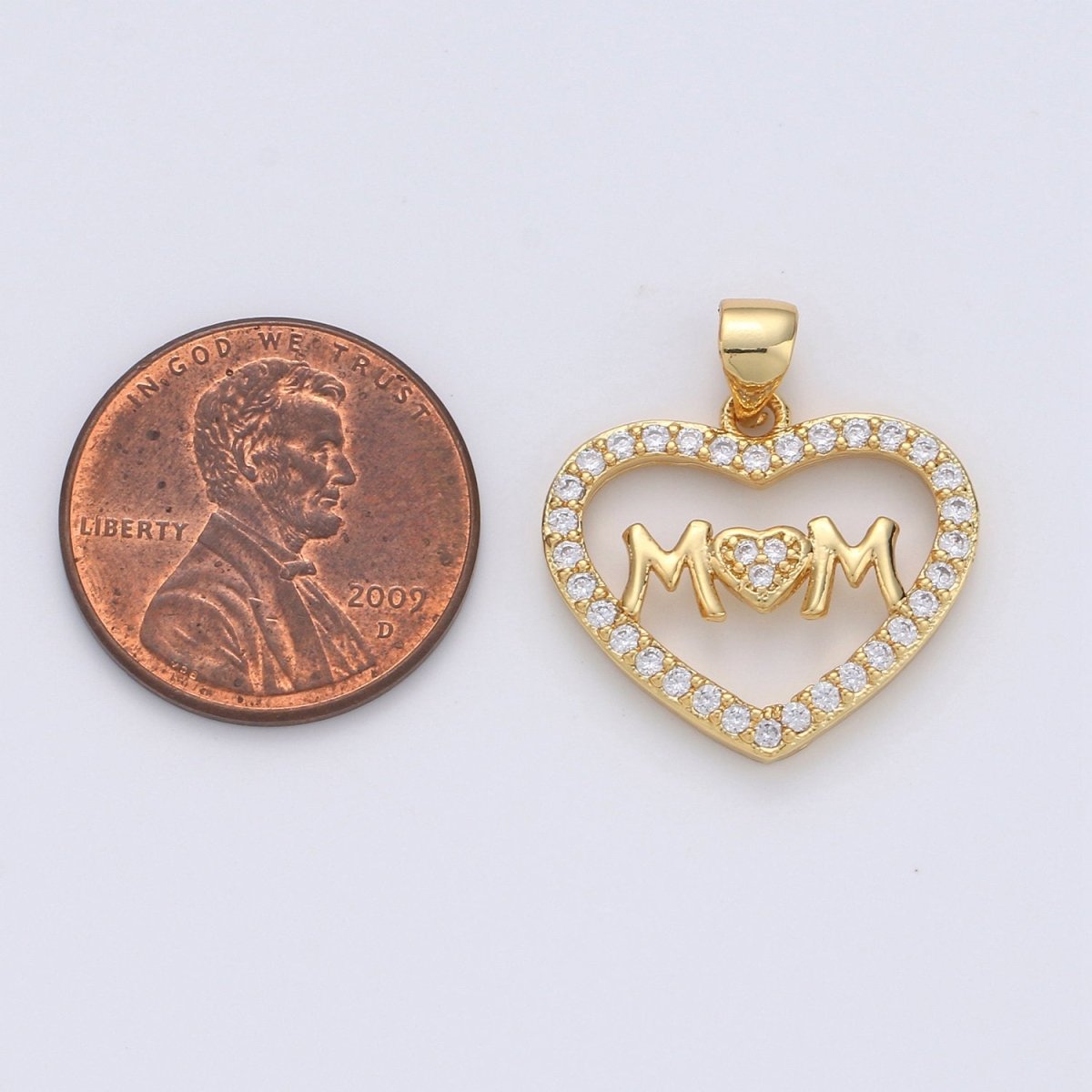 14k Gold Fill Micro Pave Mother Charm - Mom Necklace Charm - Mother Bracelet Charm - Mother's Day Gifts - Mom Letter Necklace Pendant I-667 - DLUXCA