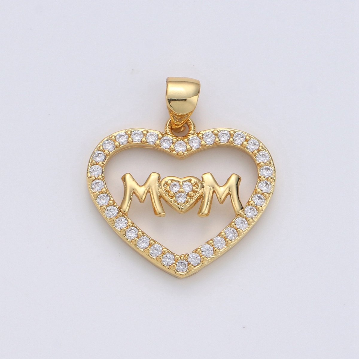 14k Gold Fill Micro Pave Mother Charm - Mom Necklace Charm - Mother Bracelet Charm - Mother's Day Gifts - Mom Letter Necklace Pendant I-667 - DLUXCA