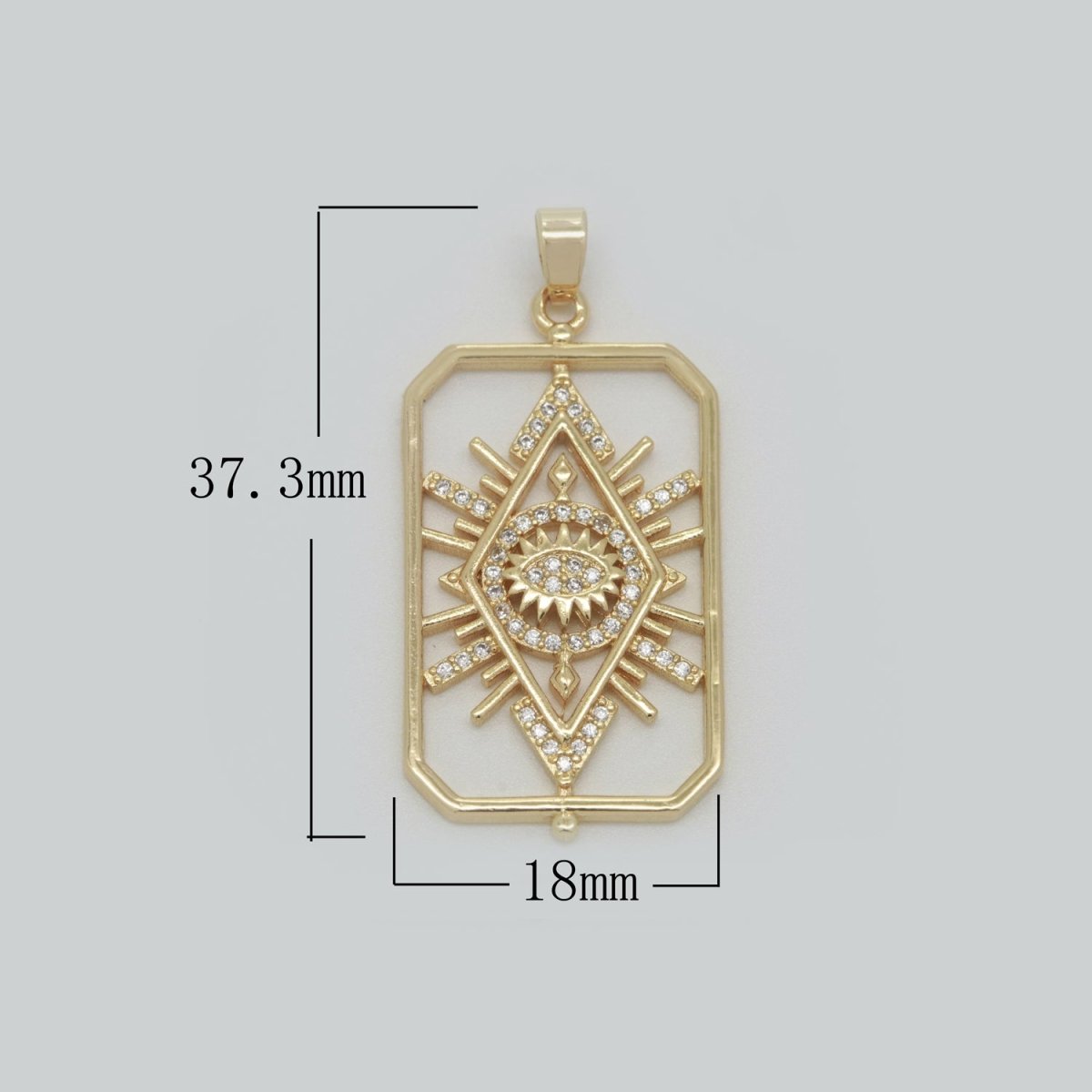 14k Gold Fill Micro Pave Star Burst Charm, Evil Eye Pendant Charm For DIY Necklace N-1388 - DLUXCA