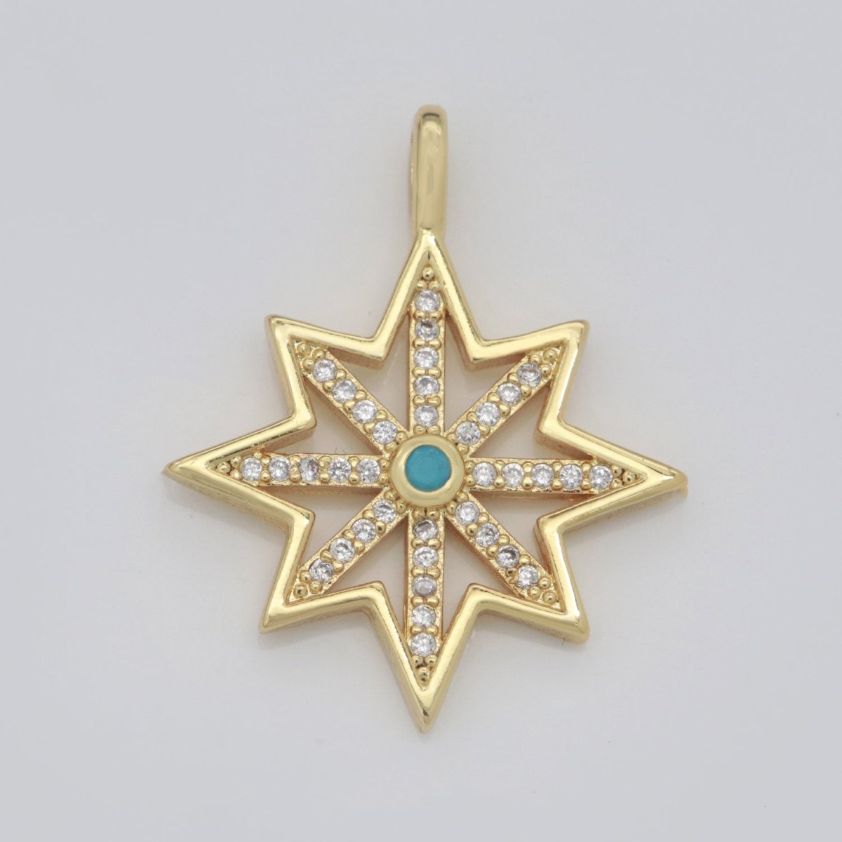 14k Gold Fill Micro Pave Star Charm, Turquoise North Star Celestial Pendant Charm For DIY Necklace Bracelet Earring N-1383 - DLUXCA