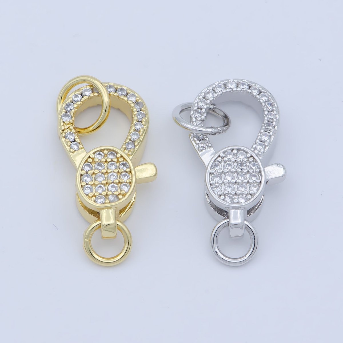 14k Gold Fill Oval clasp for Bracelet Necklace Buckle Micro paved , CZ Cubic Lobster Clasp Fastener for Beading supplies Component L-407 L-408 - DLUXCA