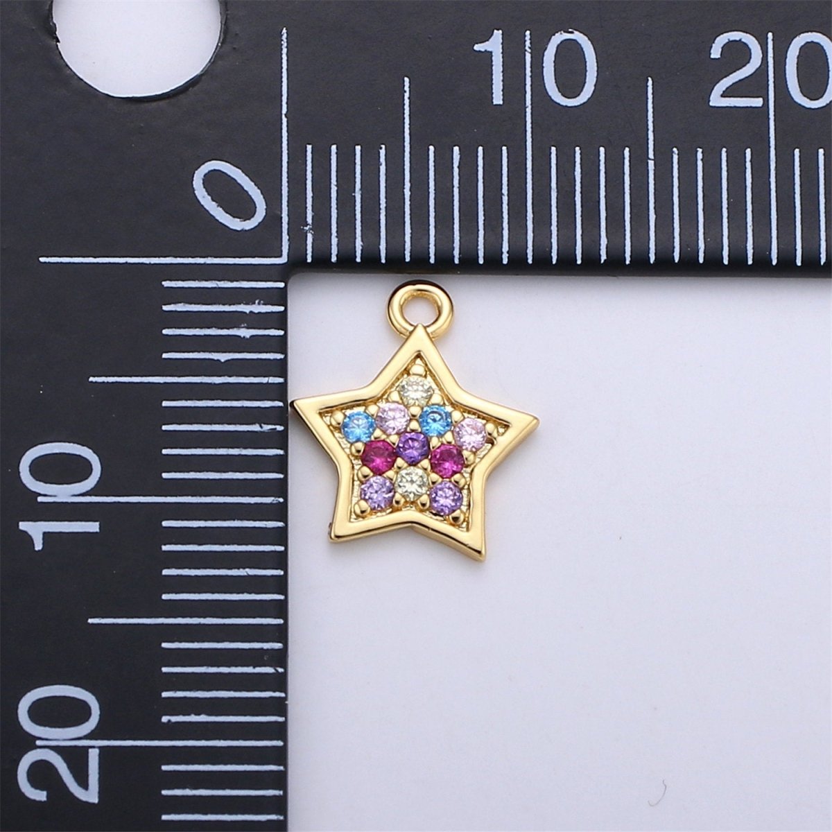 14k Gold Fill Rainbow Star Charm, Dainty Gold Star Charm, Rainbow Multi Color CZ Pendant,Layered Necklace Earring Bracelet Charm, C-840 - DLUXCA