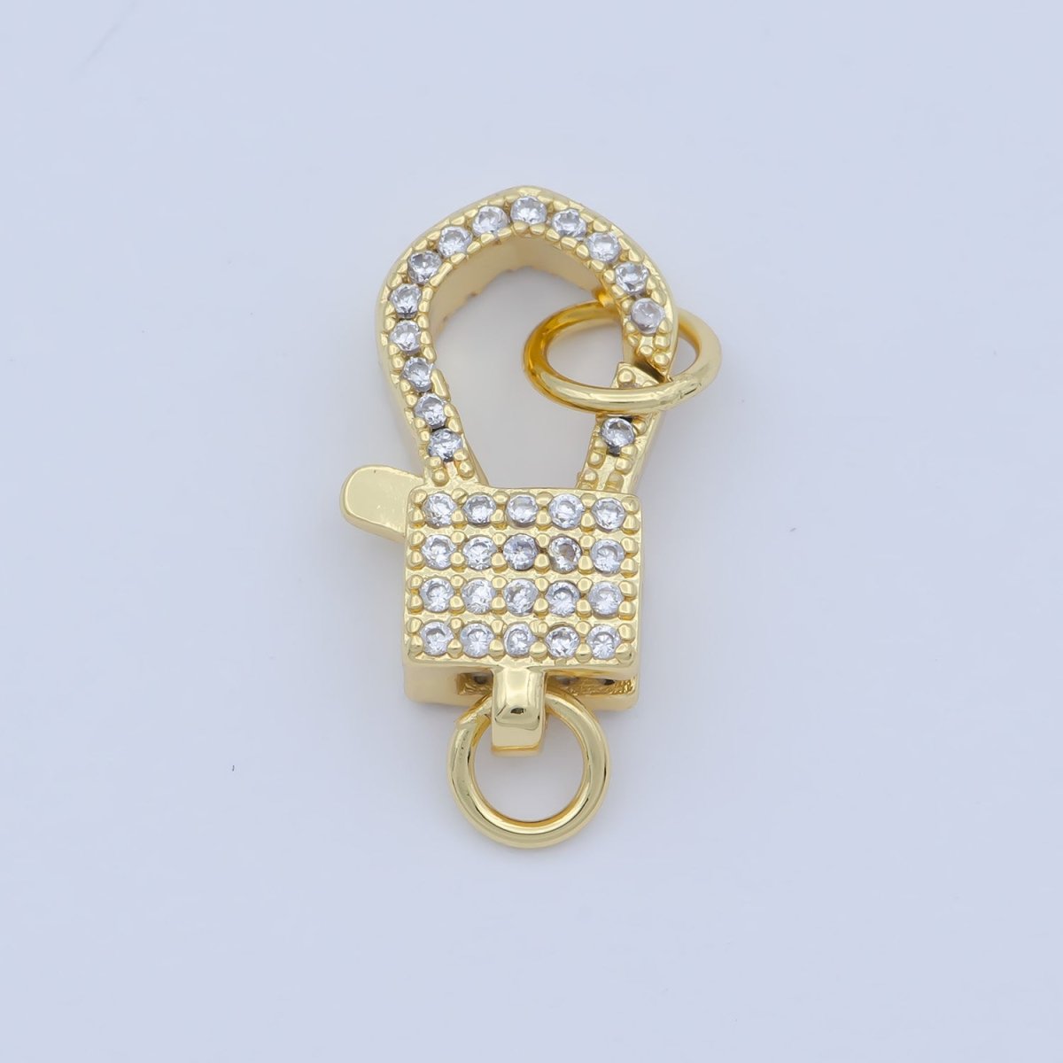 14k Gold Fill Square clasp for Bracelet Necklace Buckle Micro paved , CZ Cubic Lobster Clasp Fastener for Beading supplies Component L-405 L-406 - DLUXCA