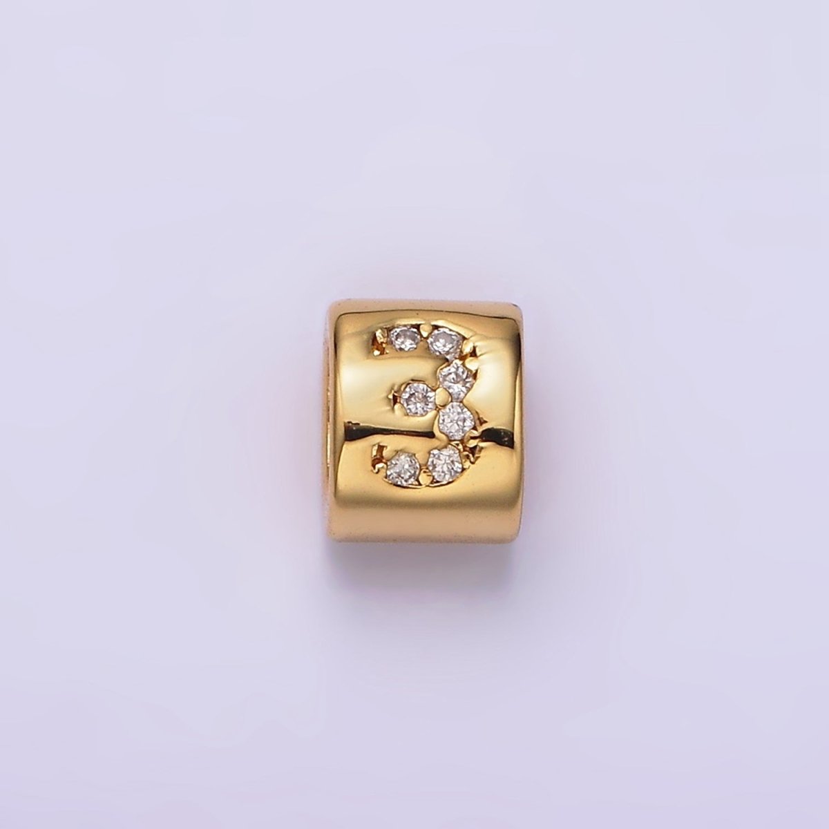 14K Gold Filled 0-9 Number Clear Micro Paved CZ Slider Bead Spacer | B-802 - B-811 - DLUXCA