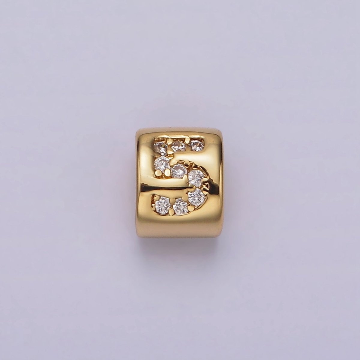 14K Gold Filled 0-9 Number Clear Micro Paved CZ Slider Bead Spacer | B-802 - B-811 - DLUXCA
