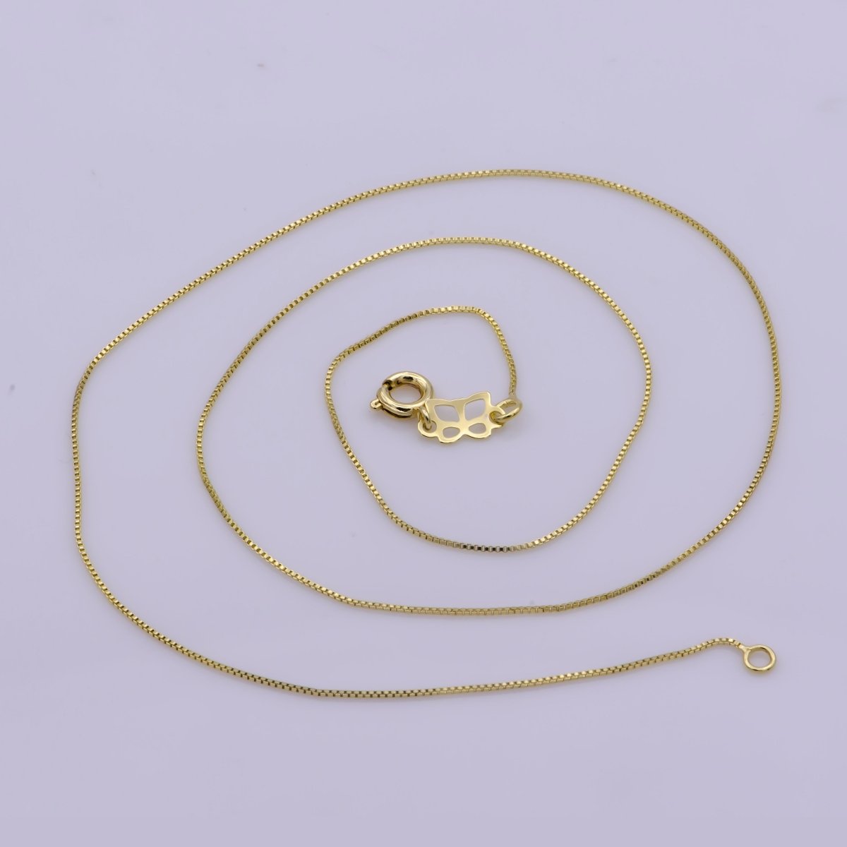 14K Gold Filled 0.5mm Dainty Minimalist Box 18 Inch Layering Chain Necklace | WA-393 Clearance Pricing - DLUXCA